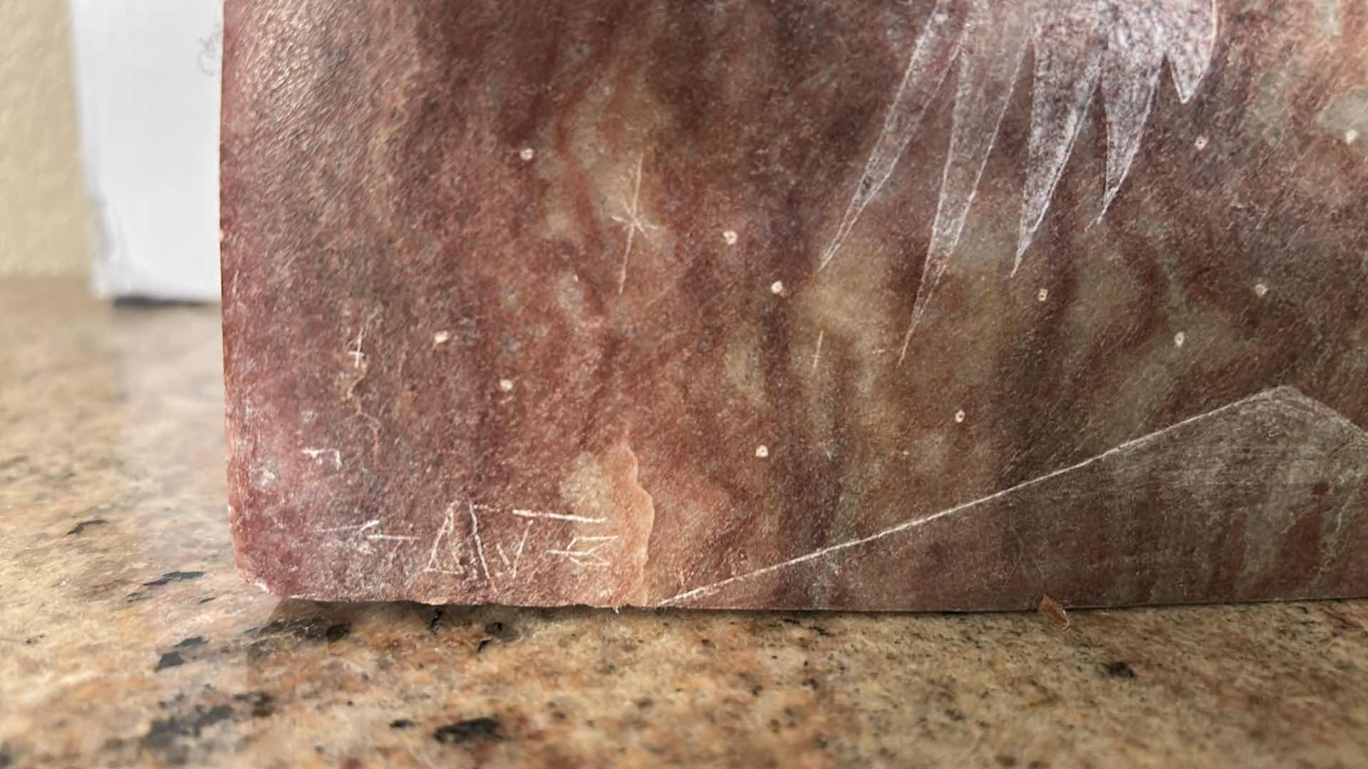 Photo 1 of HAND-CARVED ALABASTER SCULPTURE OF A NATIVE AMERICAN FIGURE,  CREATED BY A NAVAJO ARTIST H13 1/2”