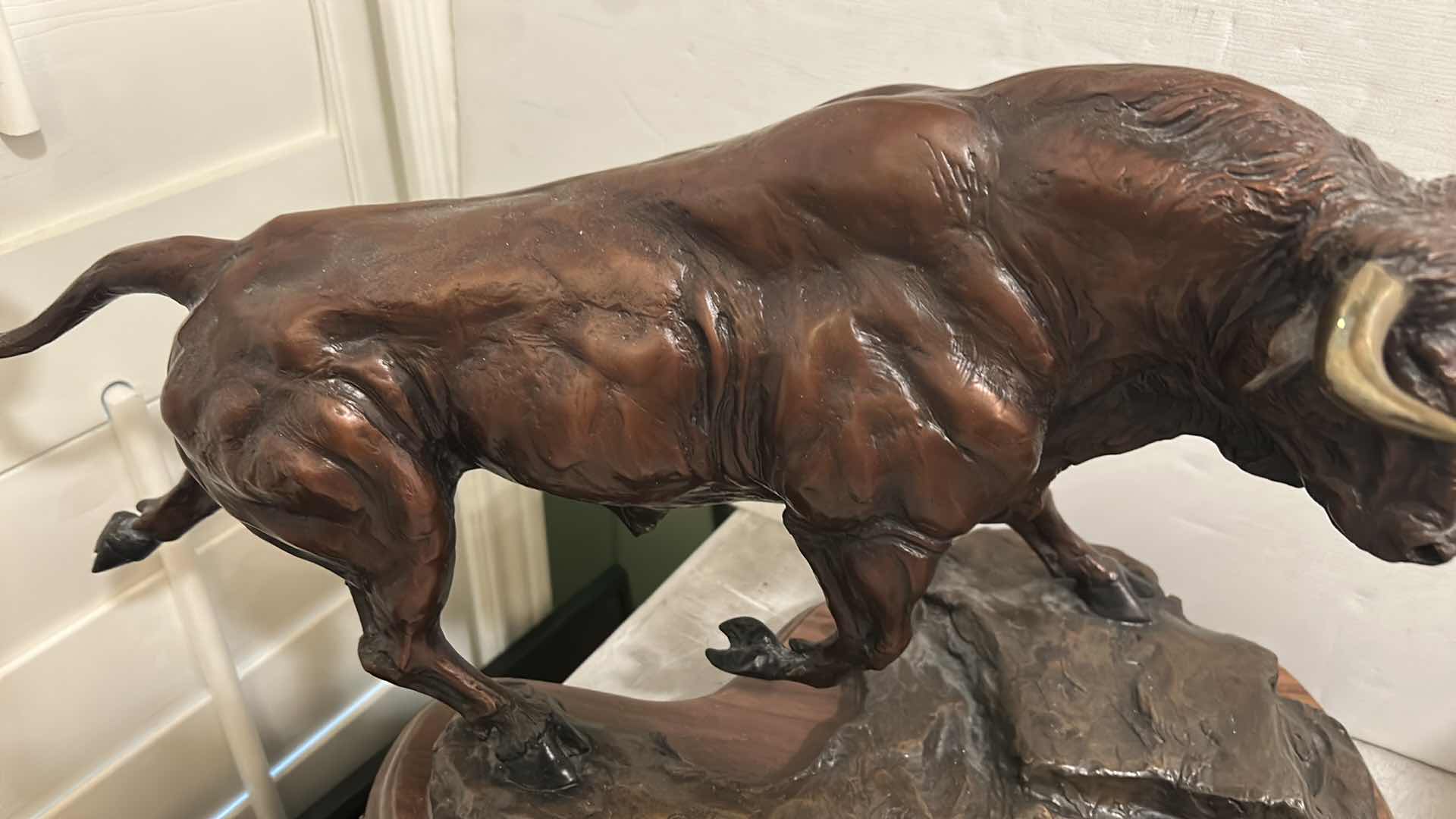 Photo 1 of BRONZE BULL SCULPTURE 20” x H13”