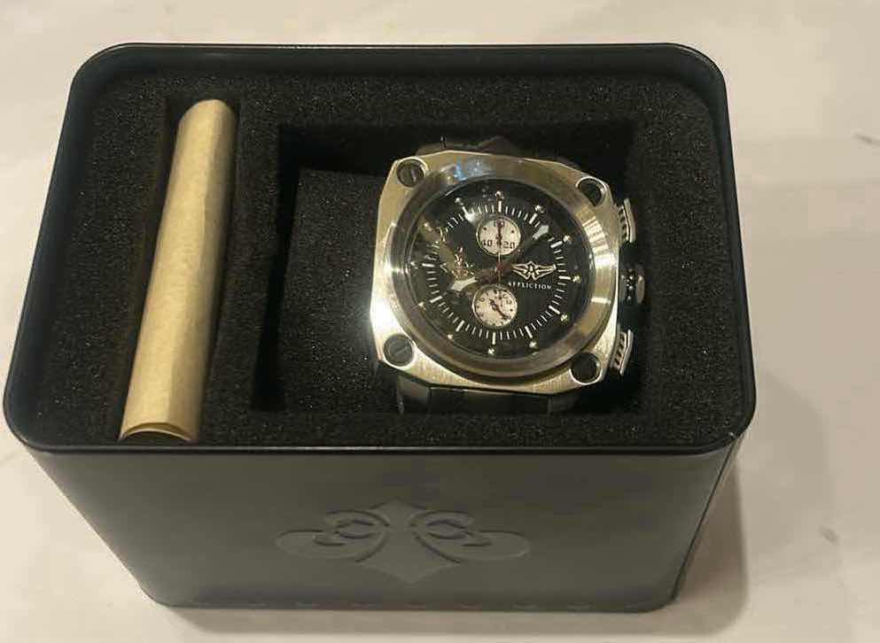 Photo 1 of AFFLICTION LIVE FAST, STAINLESS STEEL MEN’S WATCH IN CASE