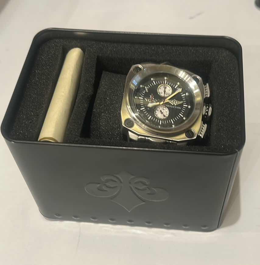 Photo 1 of AFFLICTION LIVE FAST, STAINLESS STEEL MEN’S WATCH IN CASE