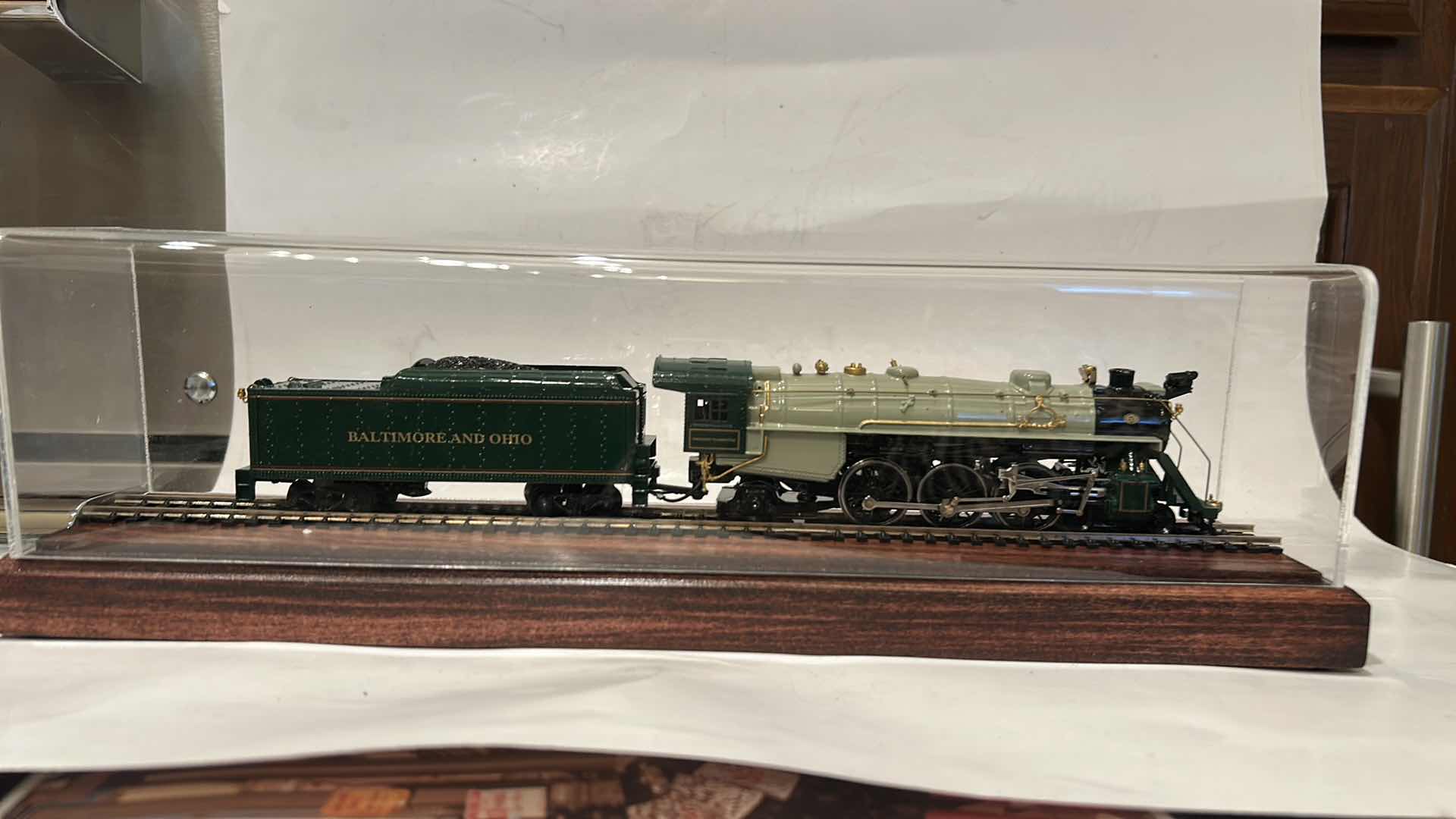 Photo 1 of METAL “THE LINDENBURG SPECIAL”, BALTIMORE & OHIO RAILROAD ENGINE AND COAL CAR, INSIDE CASE. (TRAIN H2”) CASE 15.5” LONG  WITH COA