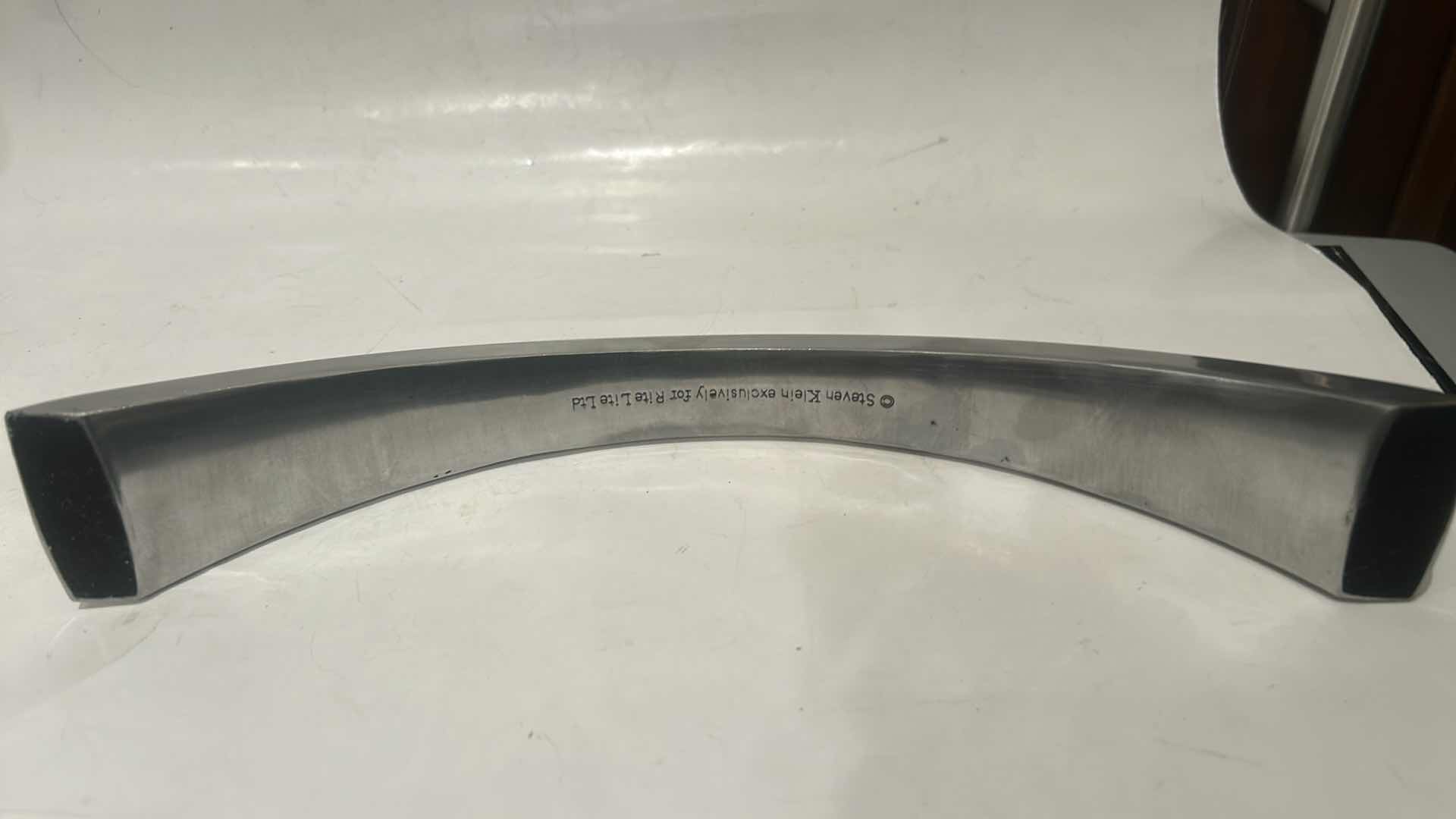 Photo 1 of MODERN STAINLESS STEEL ARCH TAPER CANDLE HOLDER-MENORAH BY STEPHEN KLEIN 12” x 3”