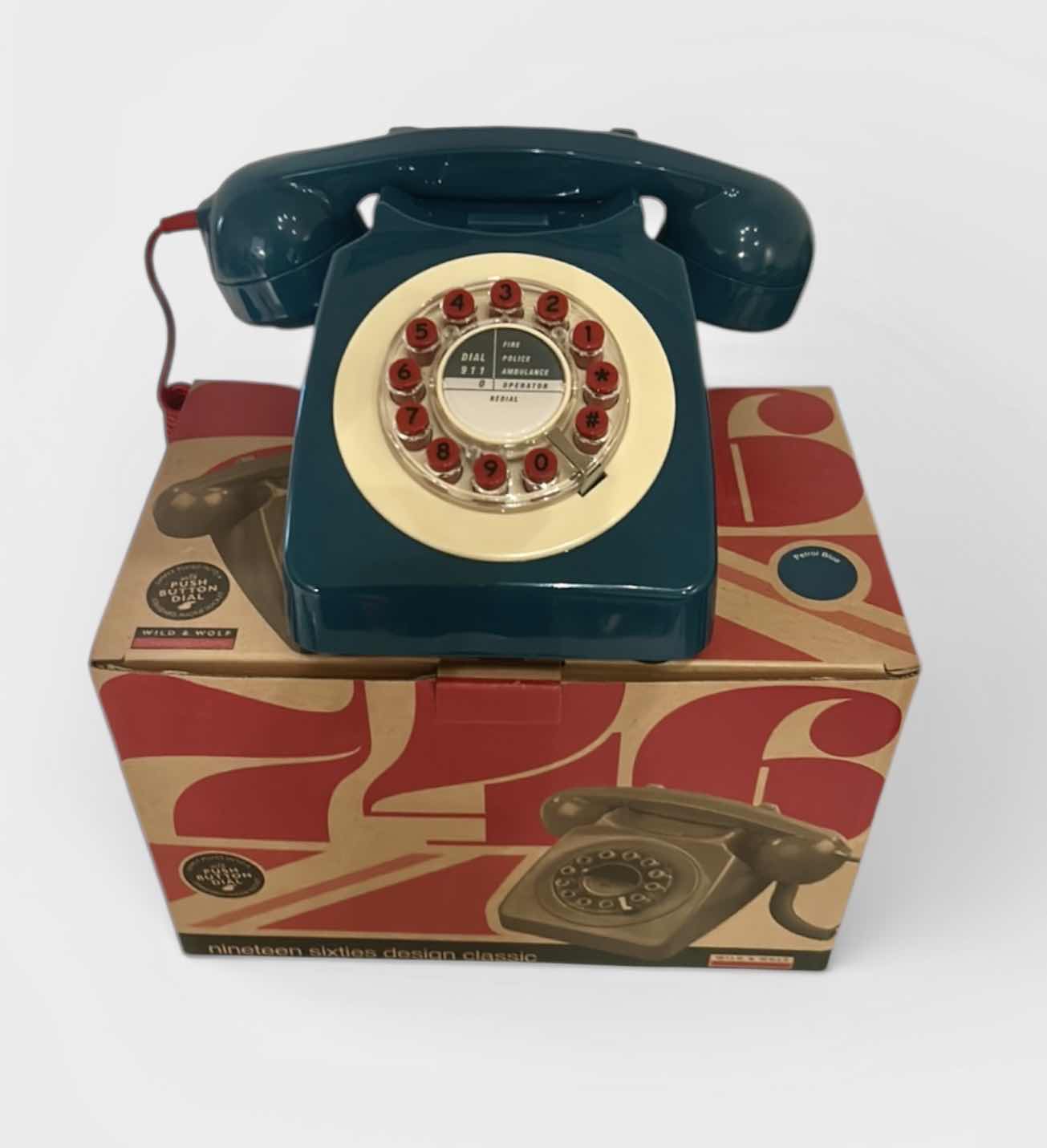 Photo 1 of NEW WILD & WOLF ROTARY-STYLE PUSH-BUTTON TELEPHONE.