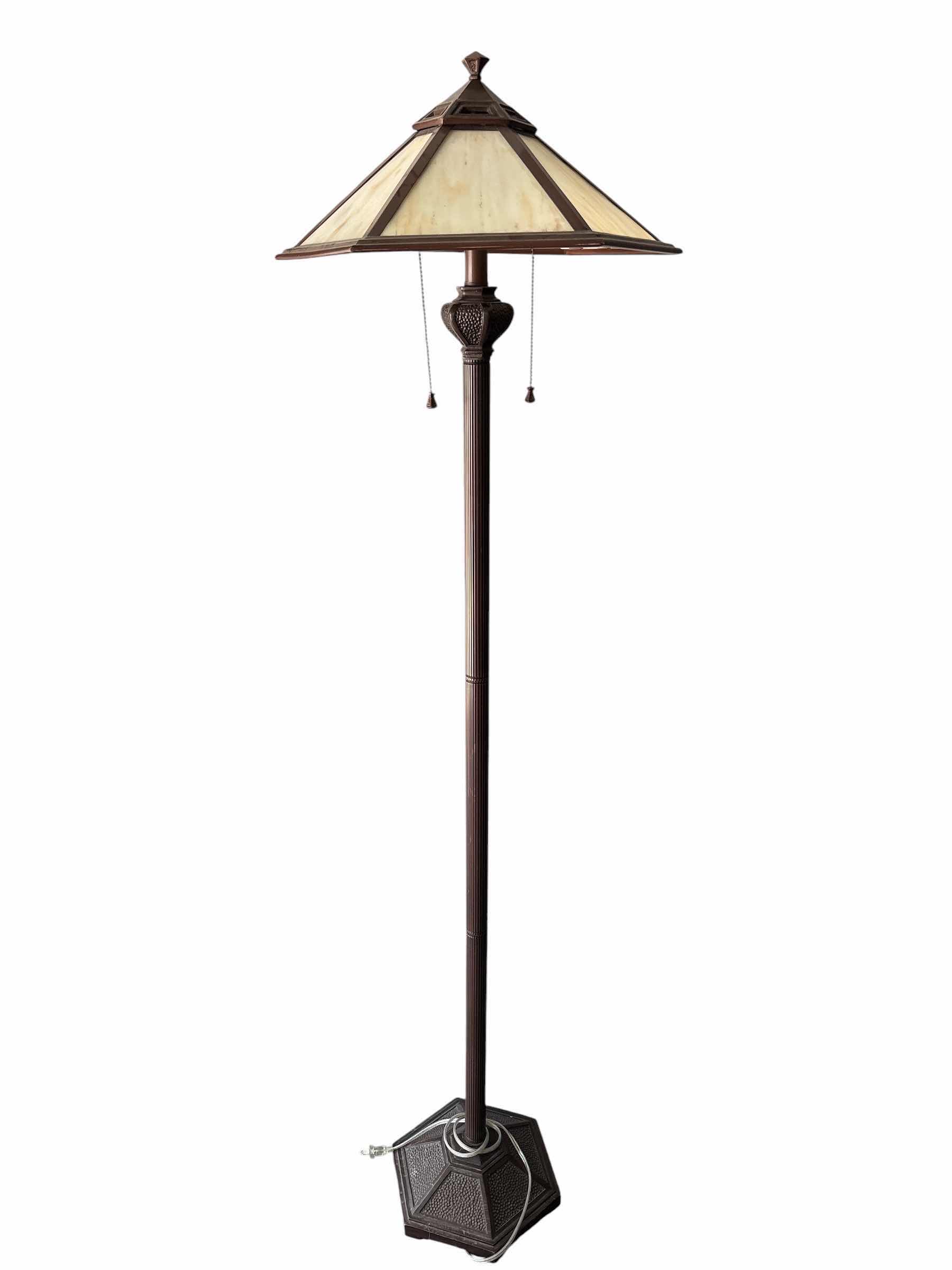 Photo 1 of MEYDA TIFFANY STYLE RESIN HIGH MEVADA MISSION FLOOR LAMP H61”