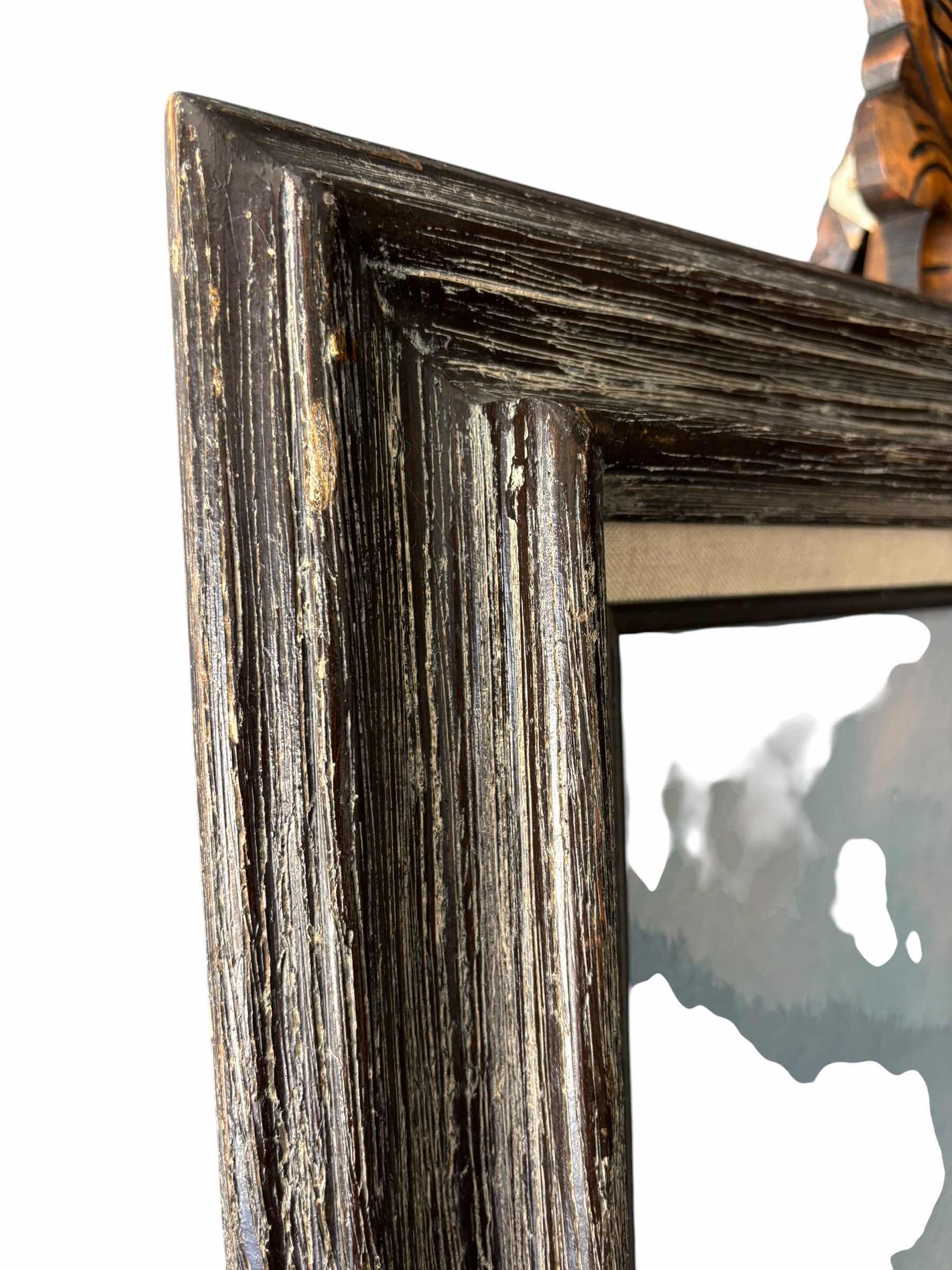 Photo 1 of FRAMED COASTAL LANDSCAPE WALL ART W OCEAN ROCK ARCH SCENE IN DISTRESSED WOOD FRAME PAINTING 25” X 31”