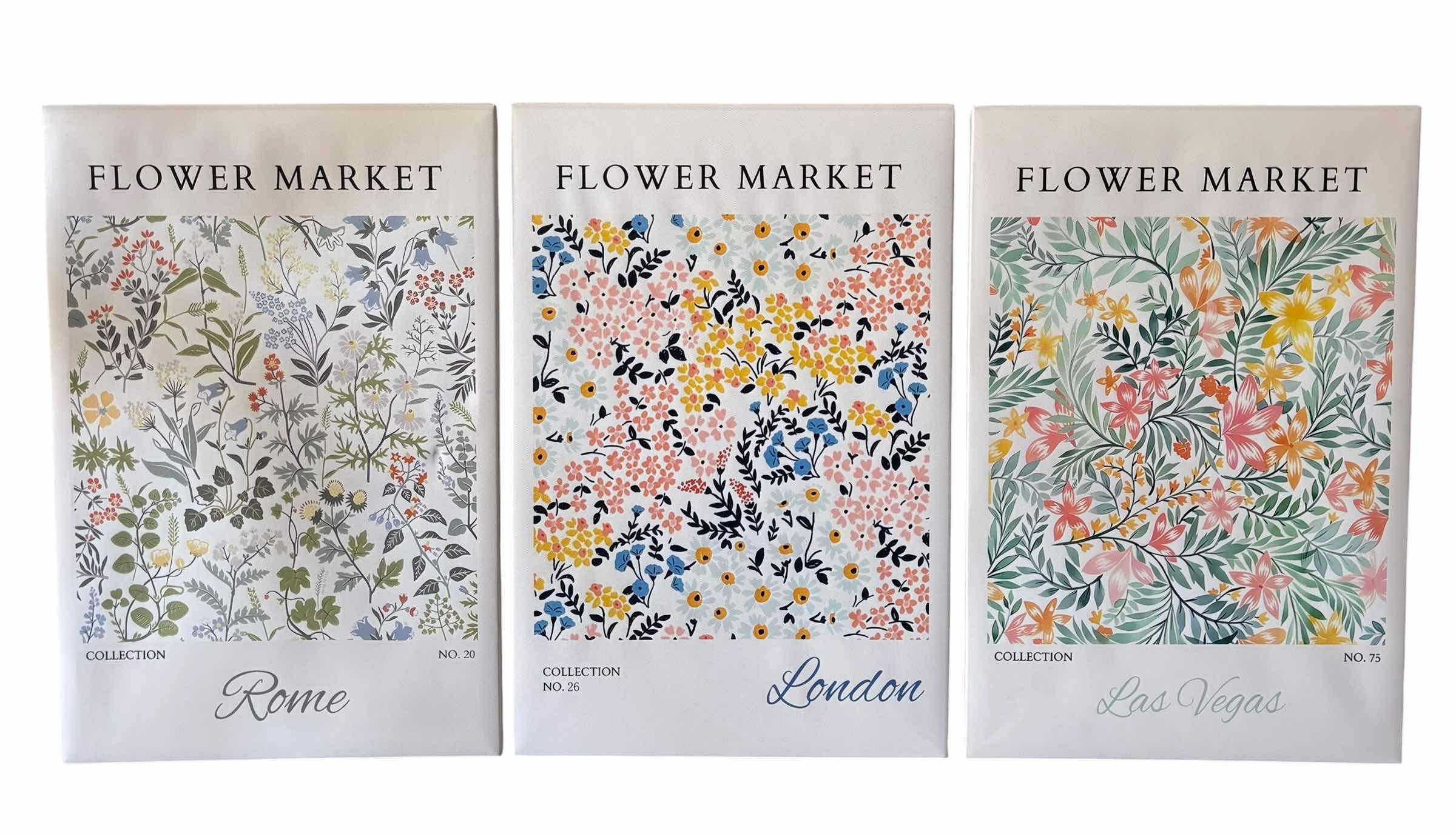 Photo 1 of FLOWER MARKET BOTANICAL WALL ART PRINTS (3) 15” X 23”