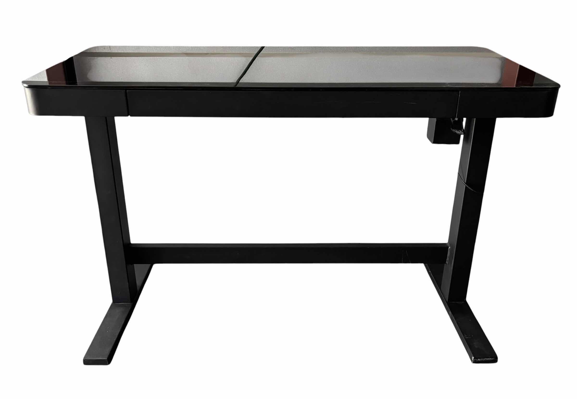 Photo 1 of BLACK HEIGHT ADJUSTABLE STANDING DESK W GLASS TOP H44"