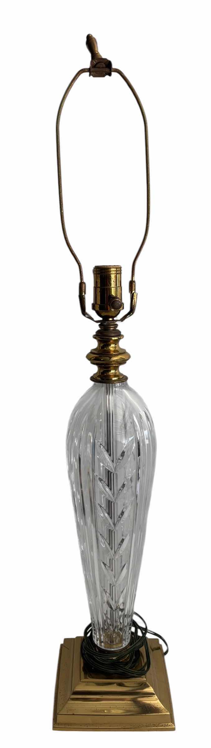 Photo 1 of WATERFORD CRYSTAL TABLE LAMP WITH A BRASS BASE H32”