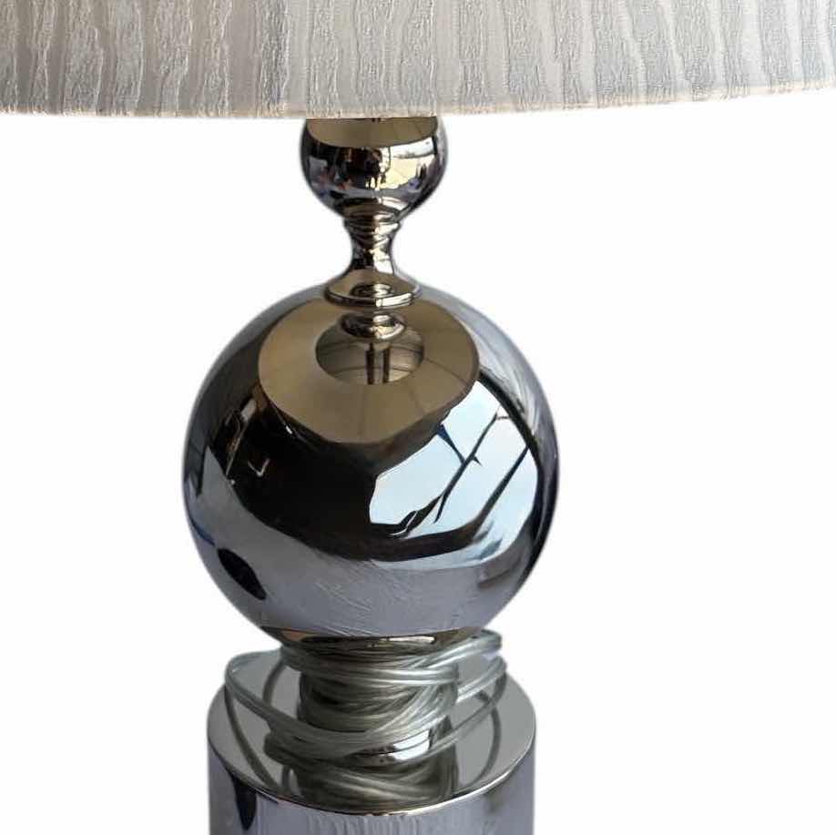 Photo 1 of CHROME PLATED TABLE LAMP W CREAM LAMP SHADE H25.5”