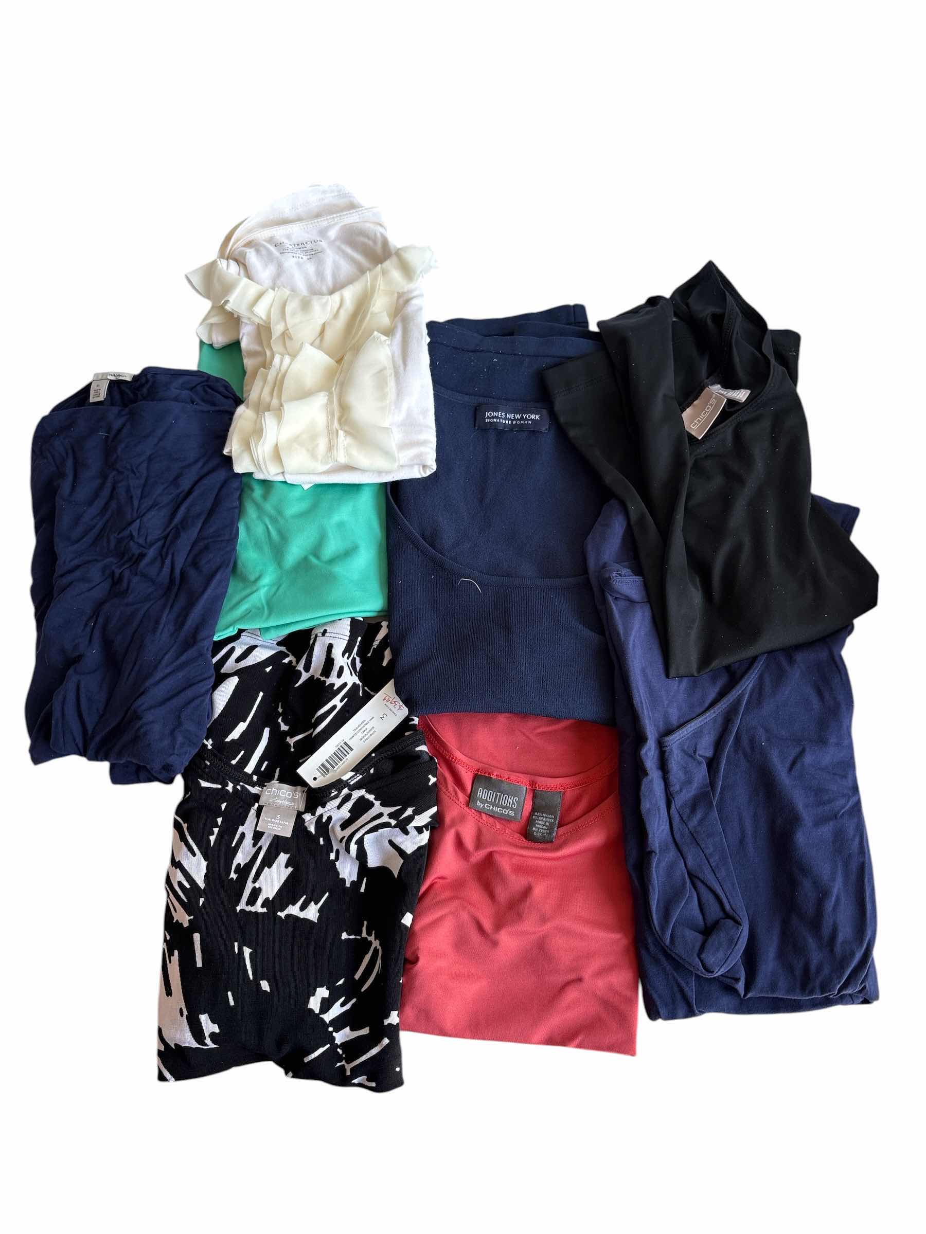 Photo 1 of (8)PCS WOMENS SLEEVELESS TOPS BRANDS CHICO,JONES, AND MORE - SIZE 3 AND 1X