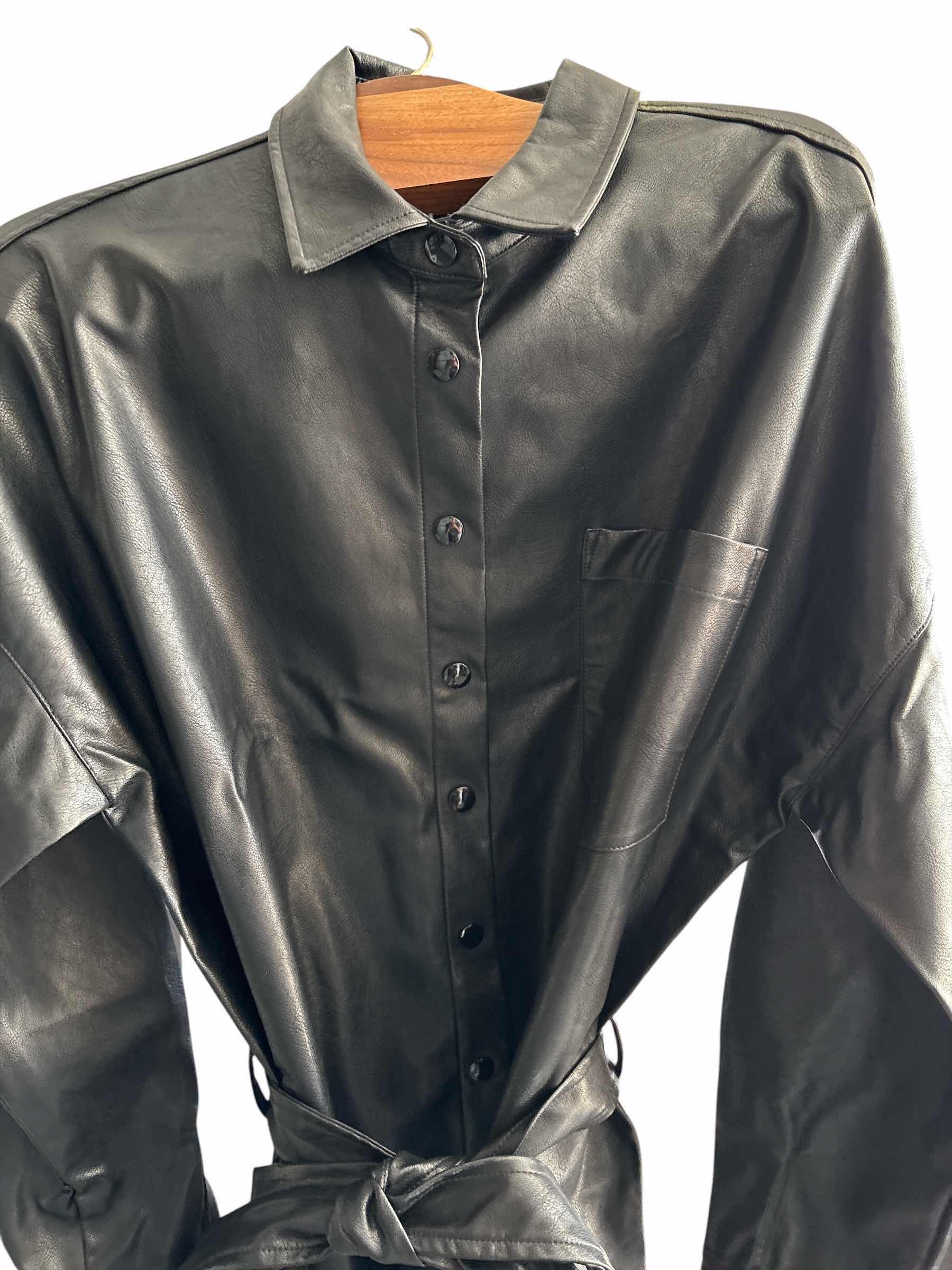 Photo 1 of FRENCH FAUX LEATHER BLACK DRESS WOMENS (SIZE LARGE)