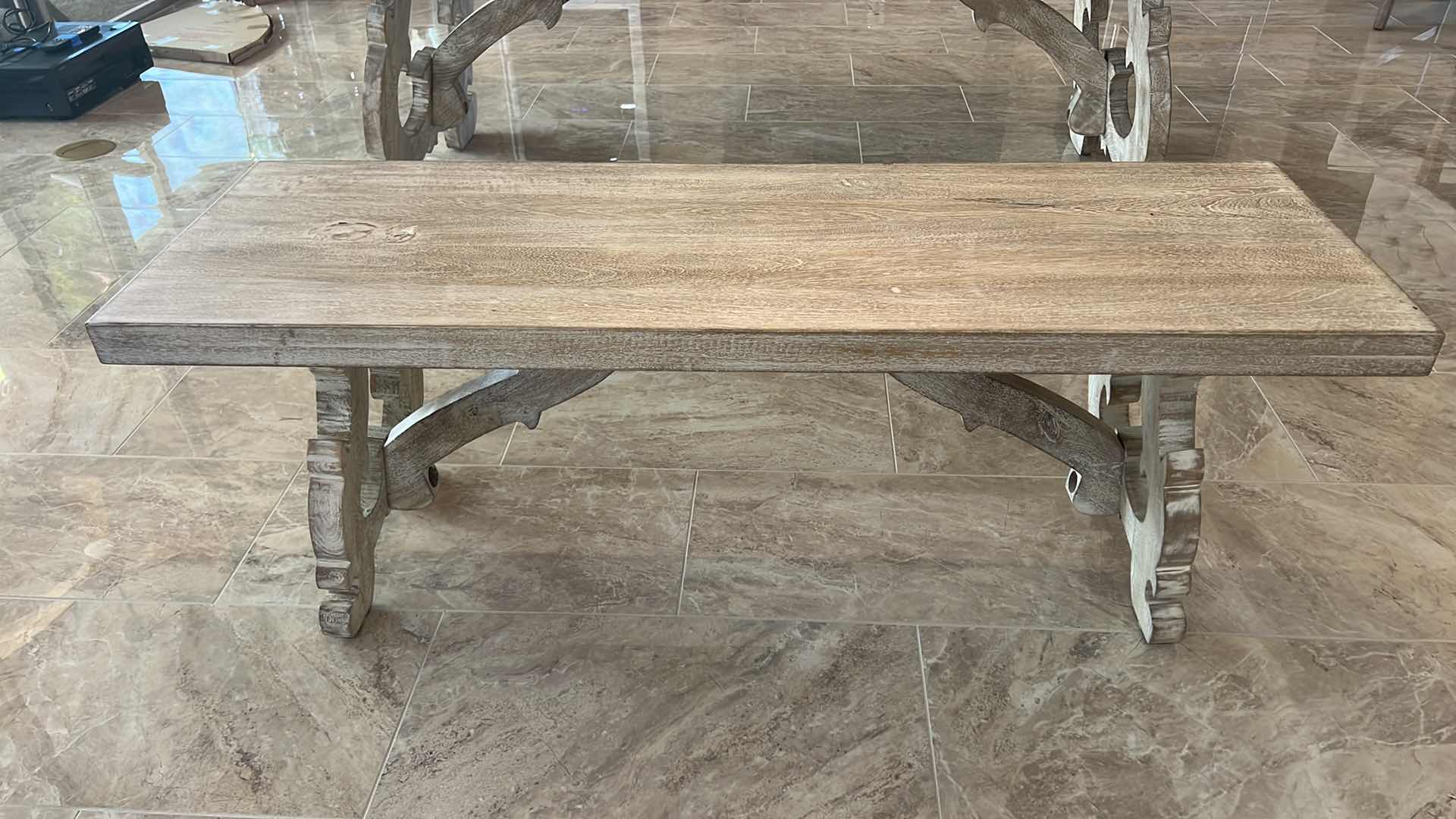 Photo 1 of CHAMPAGNE SOLID WOOD BENCH (MATCHES DINING TABLE) 50" x 60" H19"