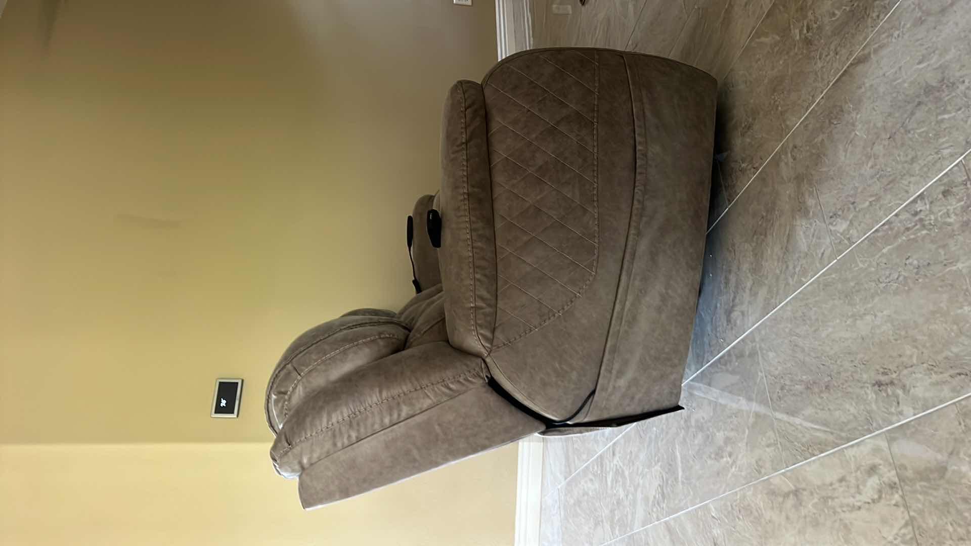 Photo 1 of  DUAL REMOTE RECLINING LOVESEAT W CENTER CONSOLE (BROWN MICROFIBER) W77"