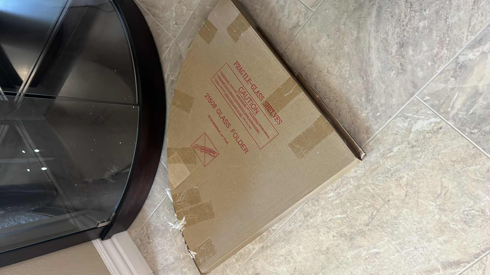 Photo 1 of CORNER WOOD W GLASS MIRRORS LIGHTED CURIO CABINET W 34" H78"