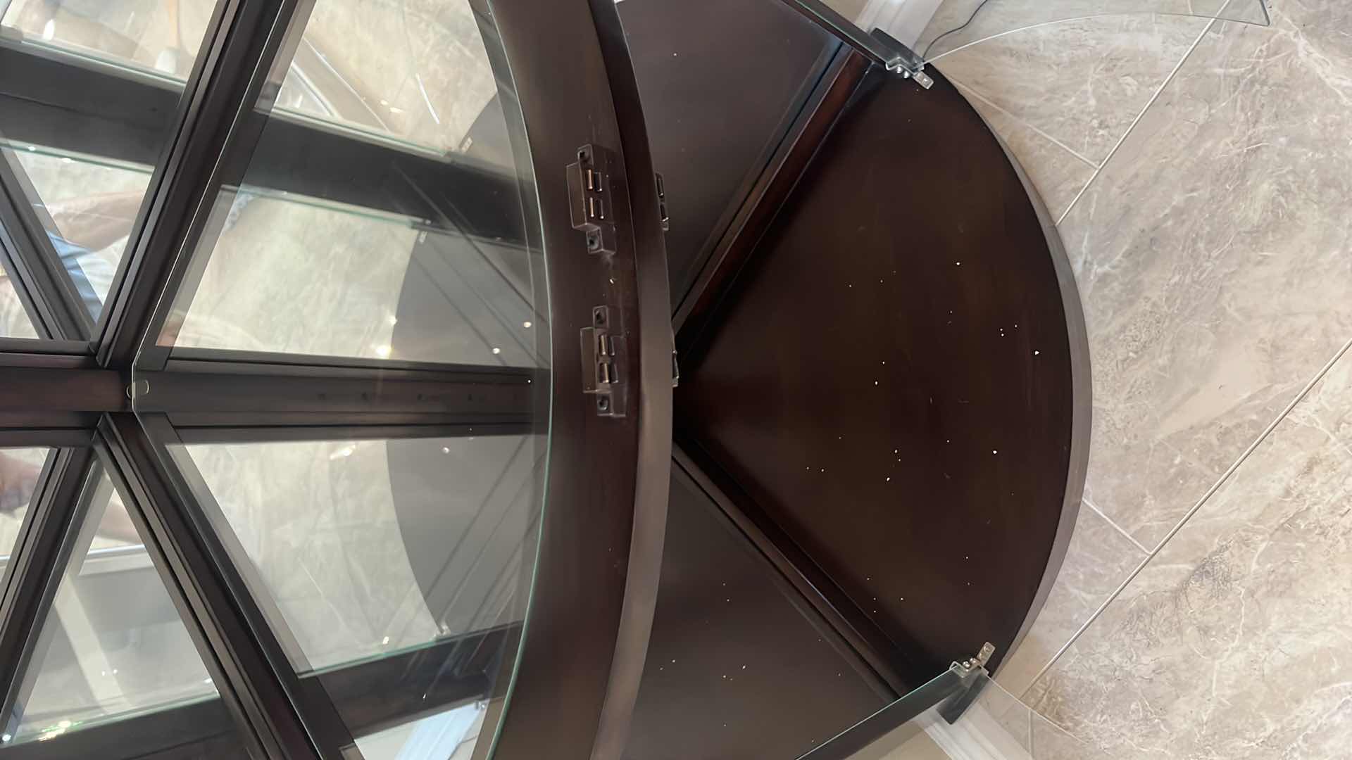 Photo 1 of CORNER WOOD W GLASS MIRRORS LIGHTED CURIO CABINET W 34" H78"