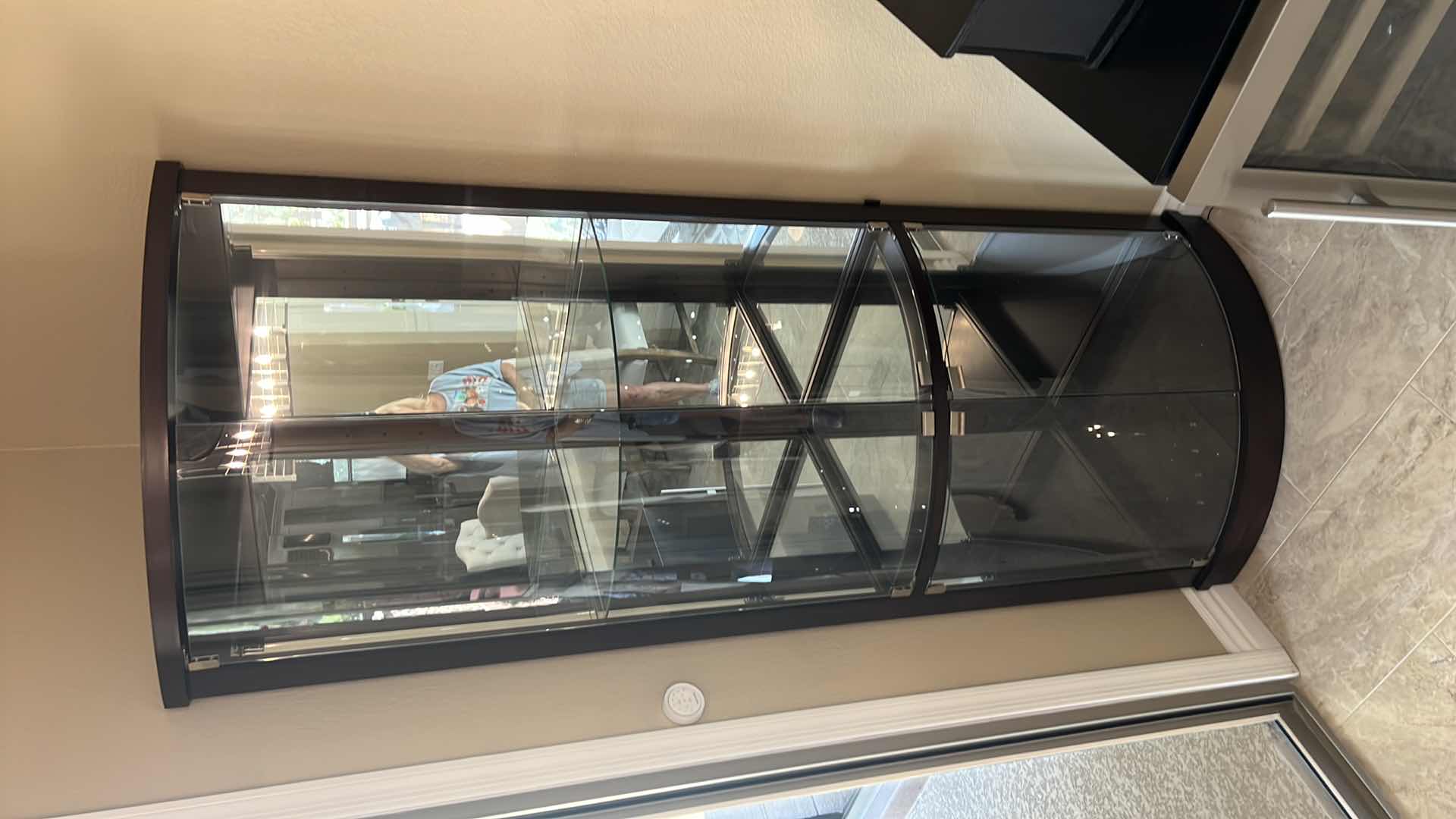 Photo 1 of CORNER WOOD W GLASS MIRRORS LIGHTED CURIO CABINET W 34" H78"