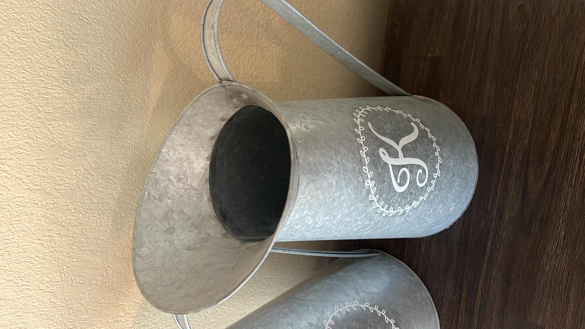 Photo 1 of 2-DECORATIVE TIN PITCHERS H15"