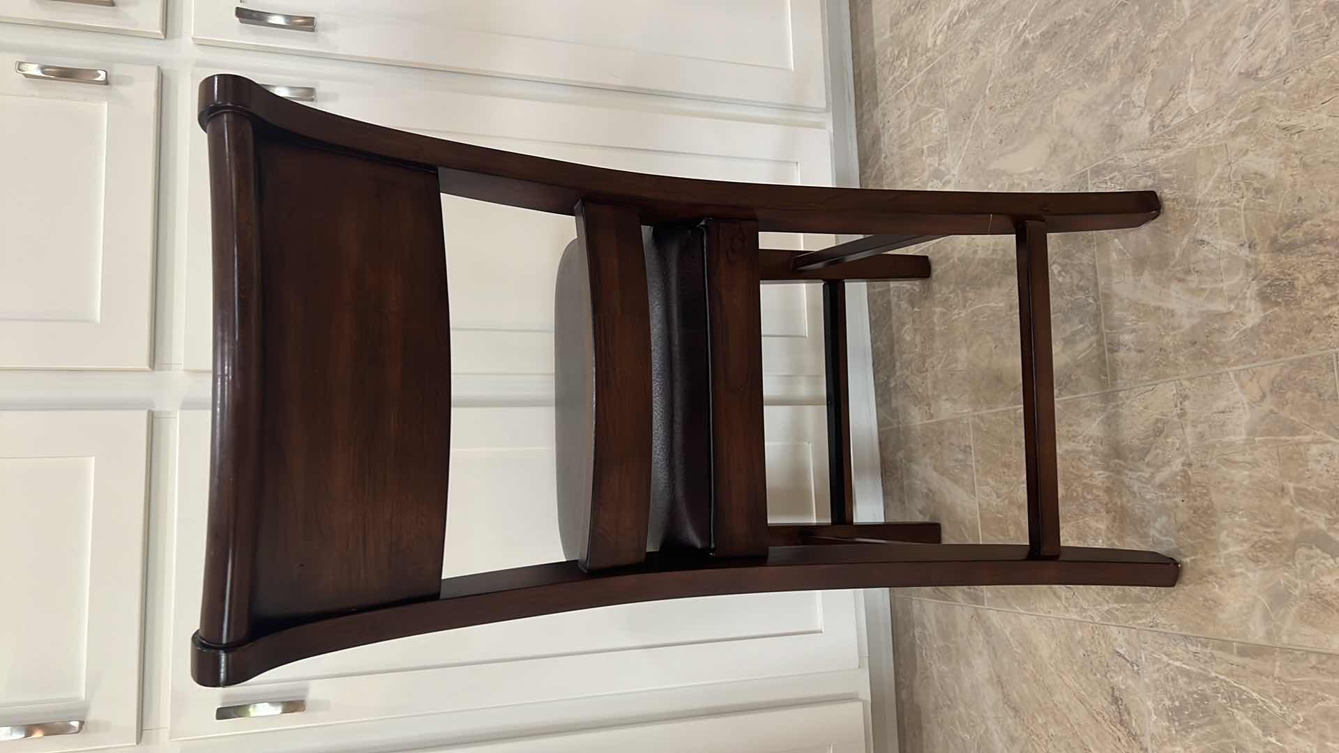 Photo 1 of HEAVY DARK MAHOGANY W LEATHER BAR STOOL (SEAT H25") TOTAL H41"