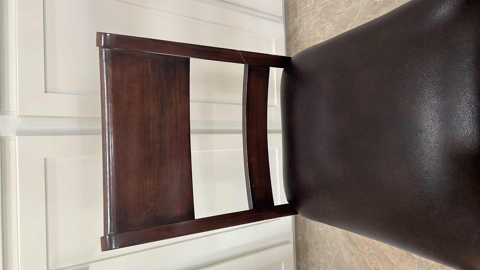 Photo 1 of HEAVY DARK MAHOGANY W LEATHER BAR STOOL (SEAT H25") TOTAL H41"