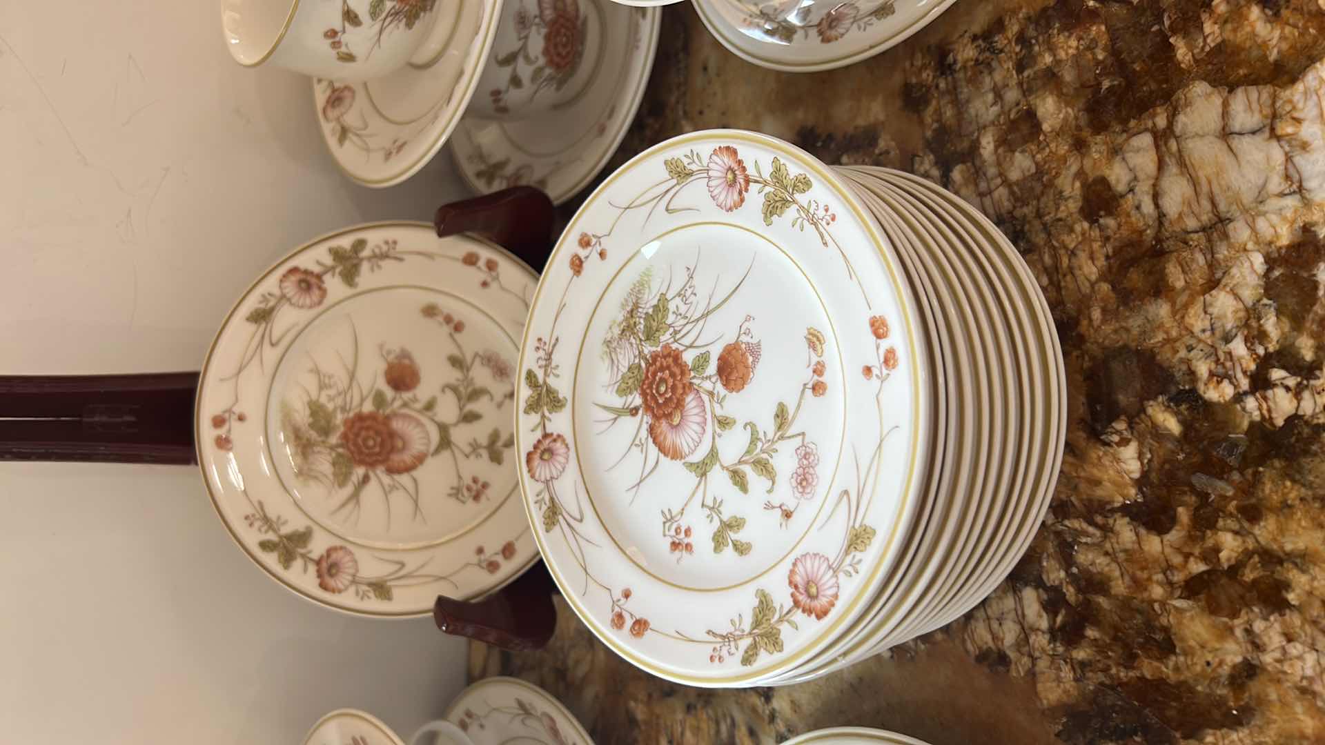 Photo 1 of 32PCS-NORITAKE "VERSATONE" CHINA (CUPS & SAUCERS, DESSERT PLATES)