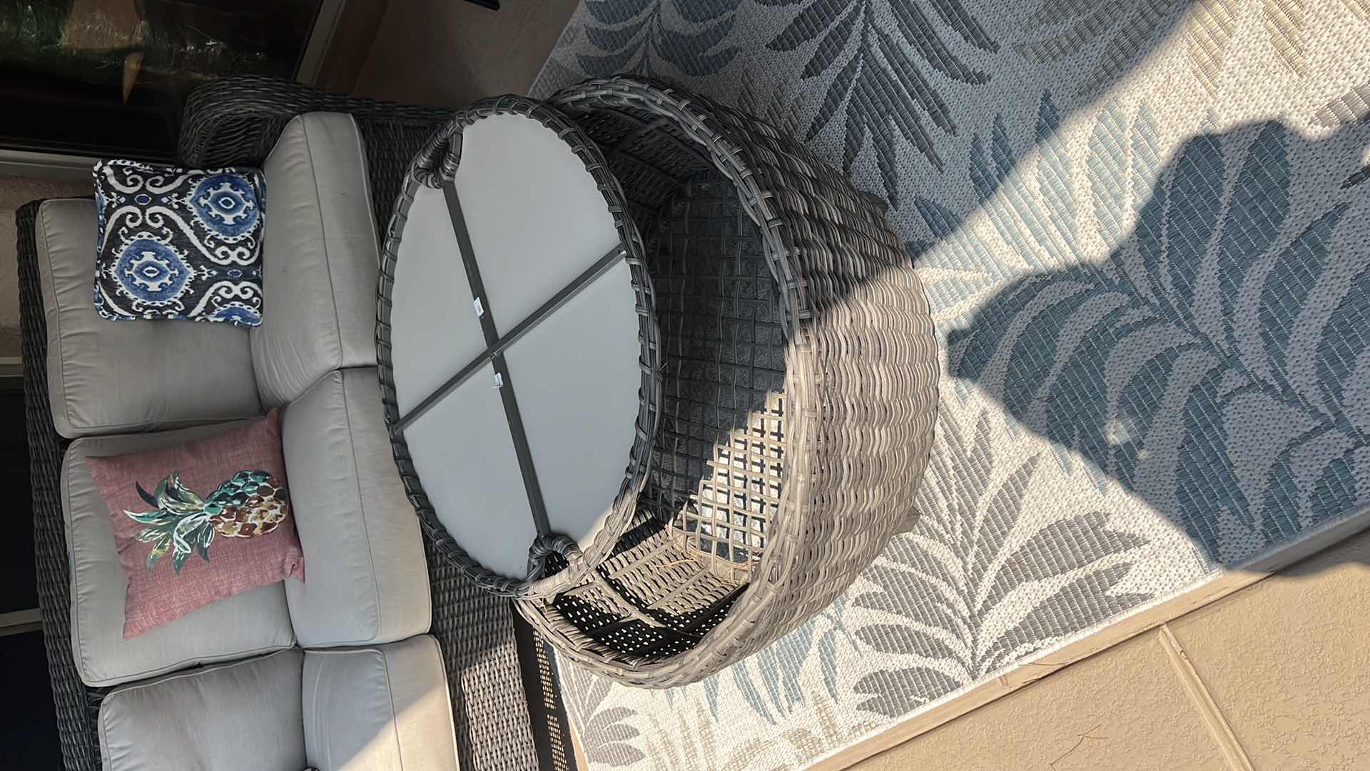 Photo 4 of HEAVY RATTAN 36" ROUND OUTDOOR STORAGE OTTOMAN