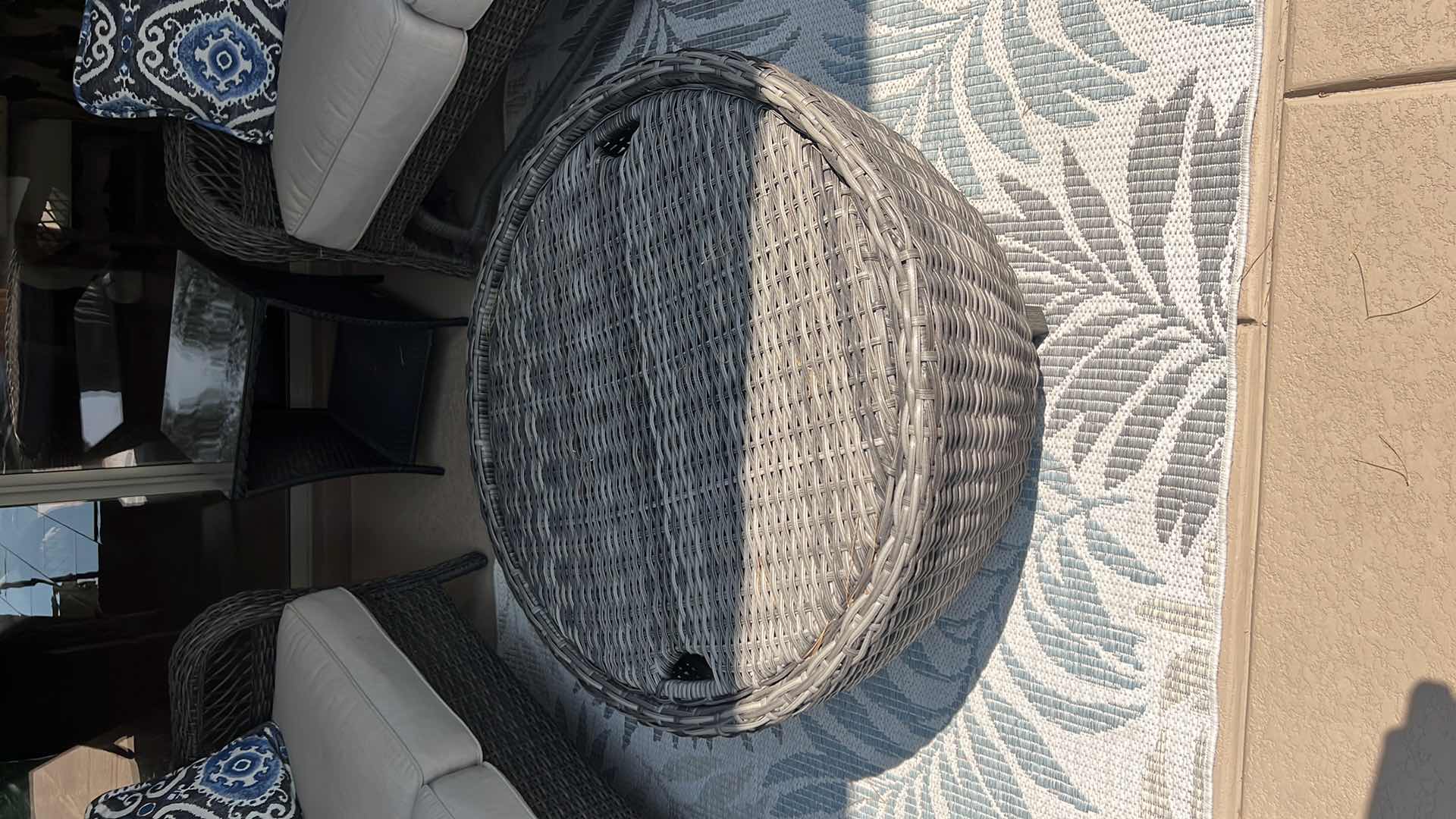 Photo 1 of HEAVY RATTAN 36" ROUND OUTDOOR STORAGE OTTOMAN