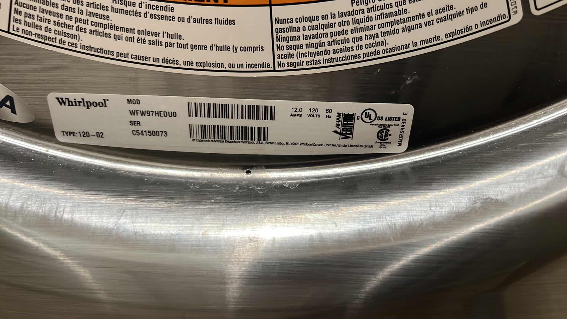 Photo 1 of CHROME WHIRLPOOL DUET HE FRONT LOAD & GO SYSTEM WASHER W PEDESTAL STORAGE