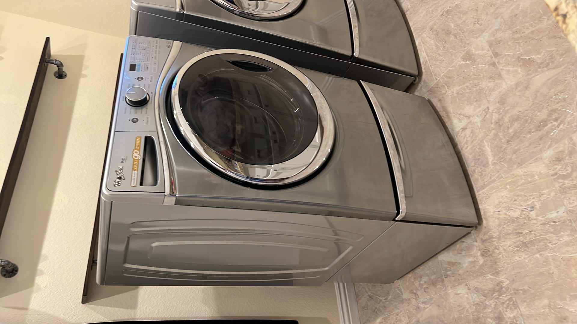 Photo 1 of CHROME WHIRLPOOL DUET HE FRONT LOAD & GO SYSTEM WASHER W PEDESTAL STORAGE