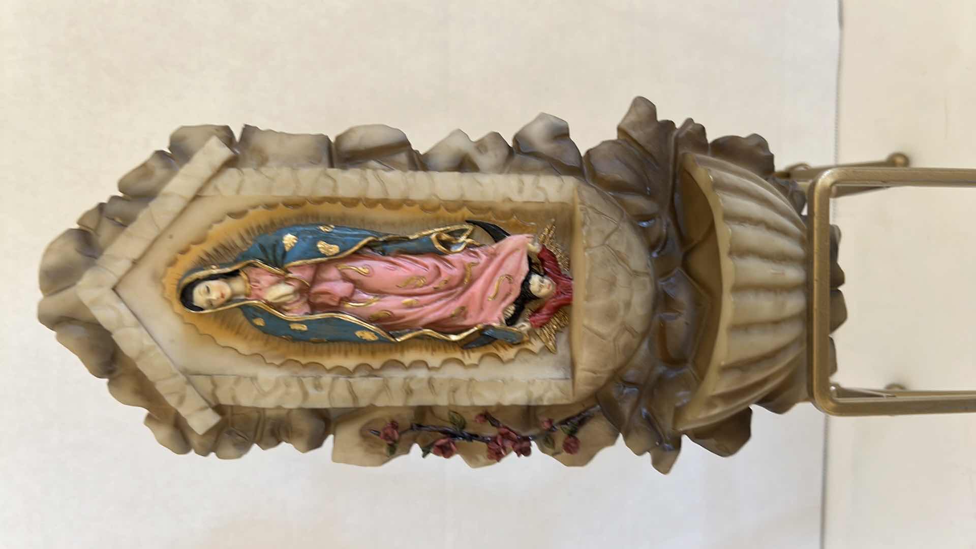 Photo 1 of 2 CERAMIC RELIGIOUS COLLECTIONS ON GOLD STAND W6" H17"