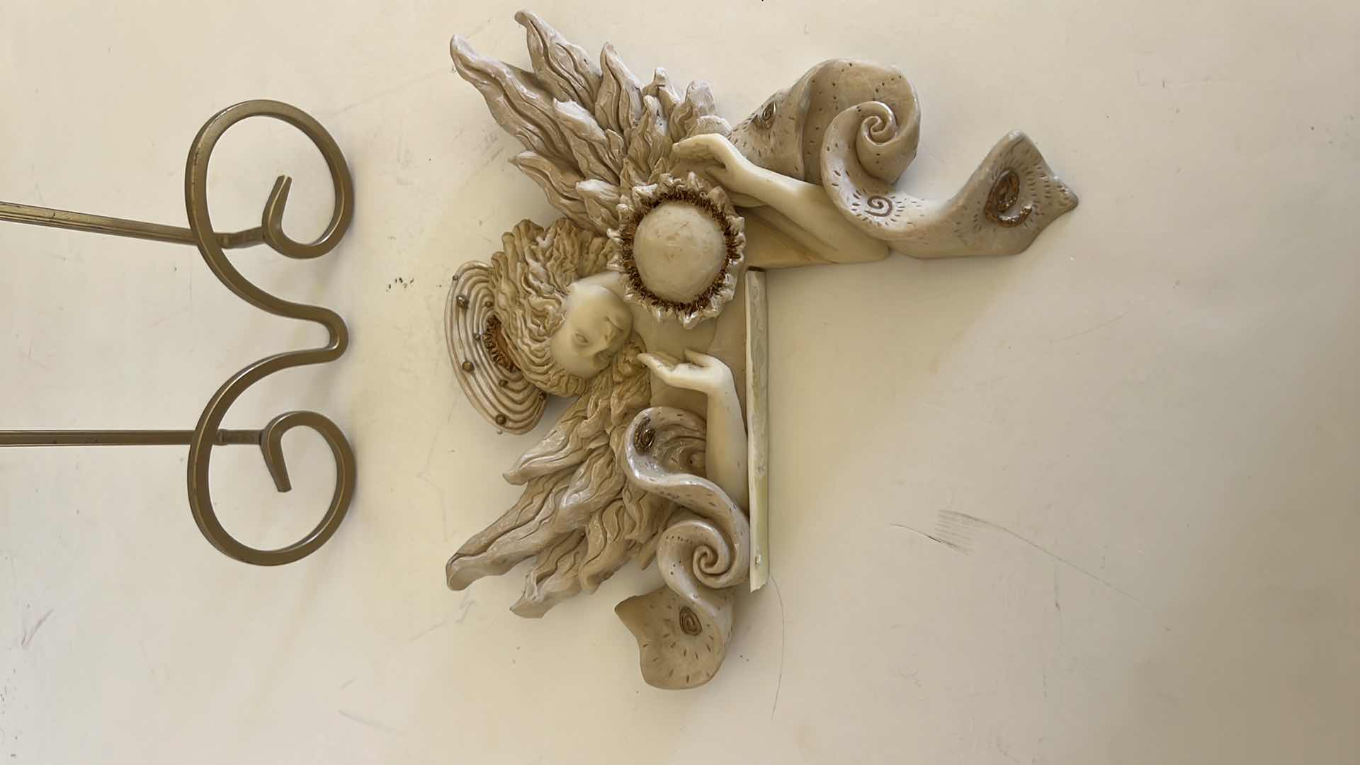 Photo 1 of 2 CERAMIC RELIGIOUS COLLECTIONS ON GOLD STAND W6" H17"