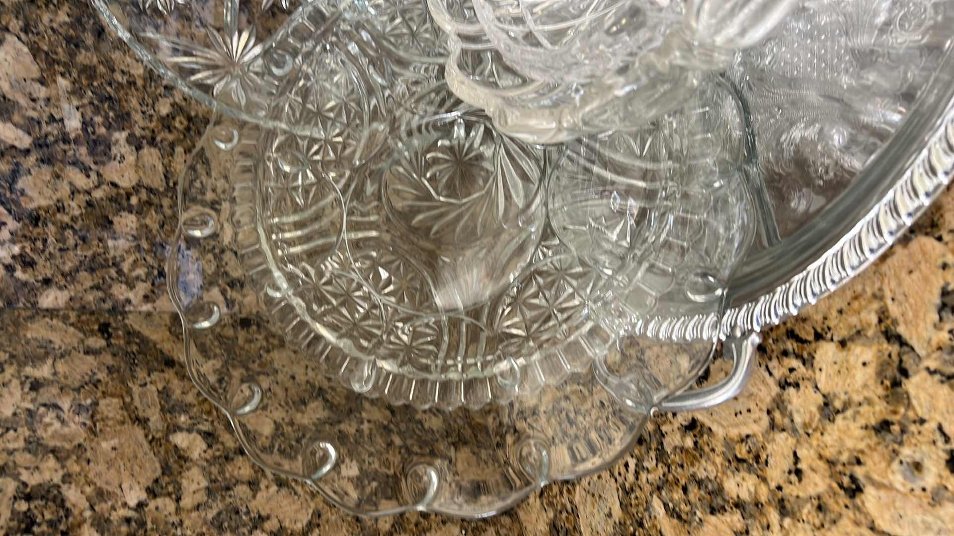 Photo 1 of 7-GLASS SERVE WARE PLATTERS & BOWLS, SILVER-PLATED TRAY