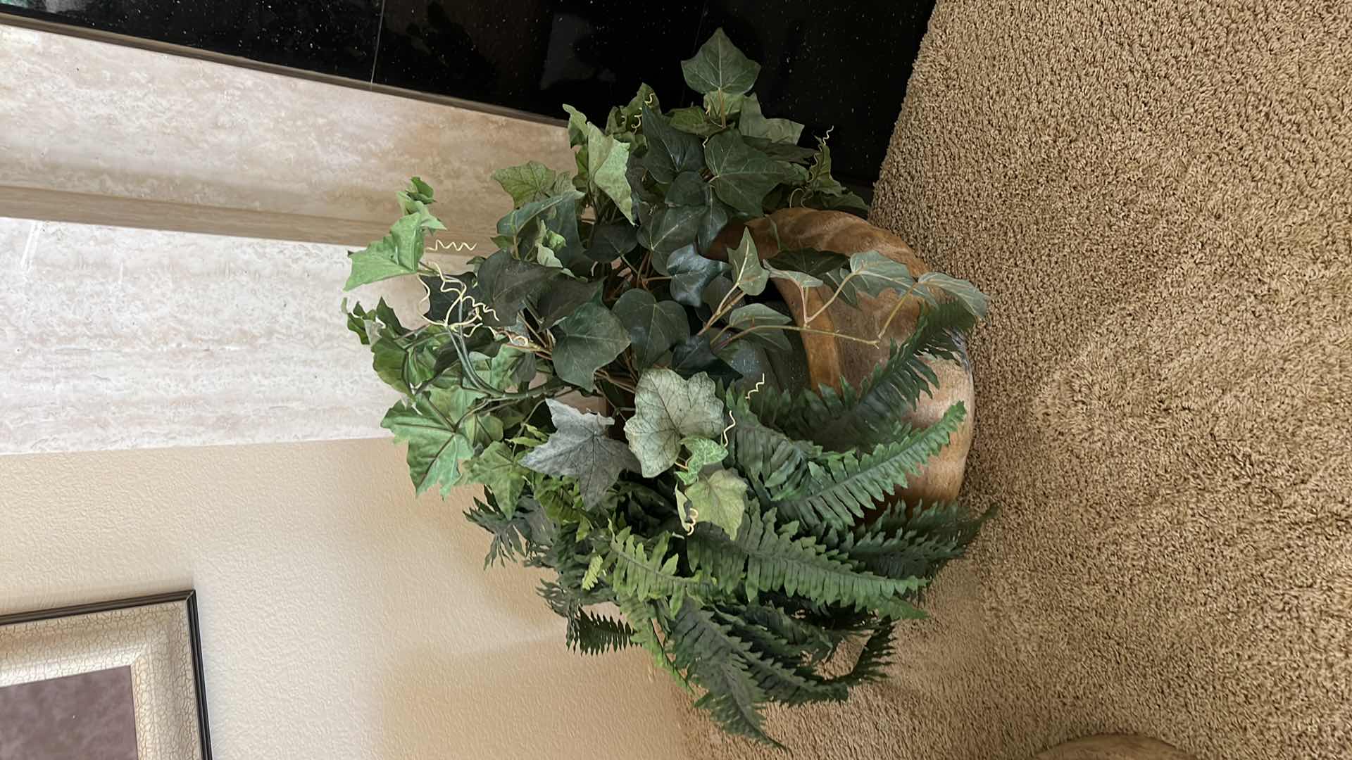 Photo 1 of 20" ROUND HEAVY CERAMIC POT W FAUX PLANT