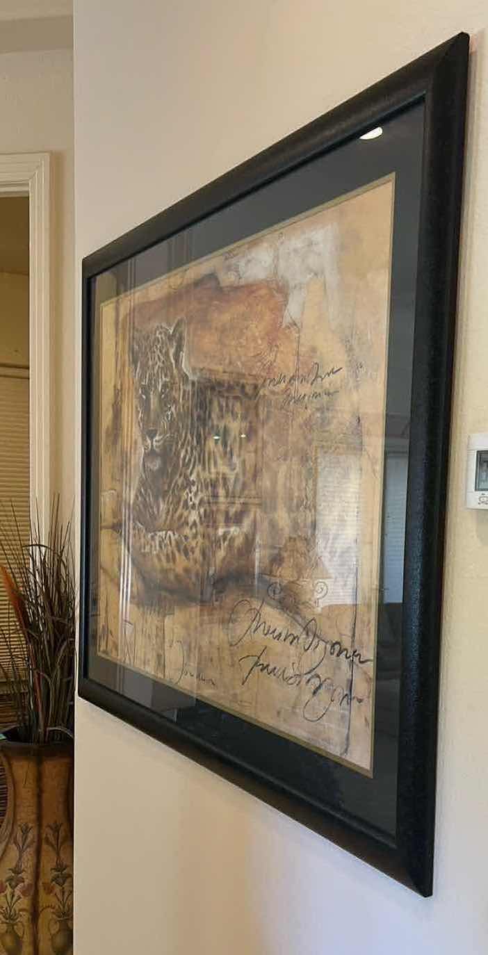Photo 1 of DARK FRAMED "BIG CAT" ARTWORK 57" x 44"