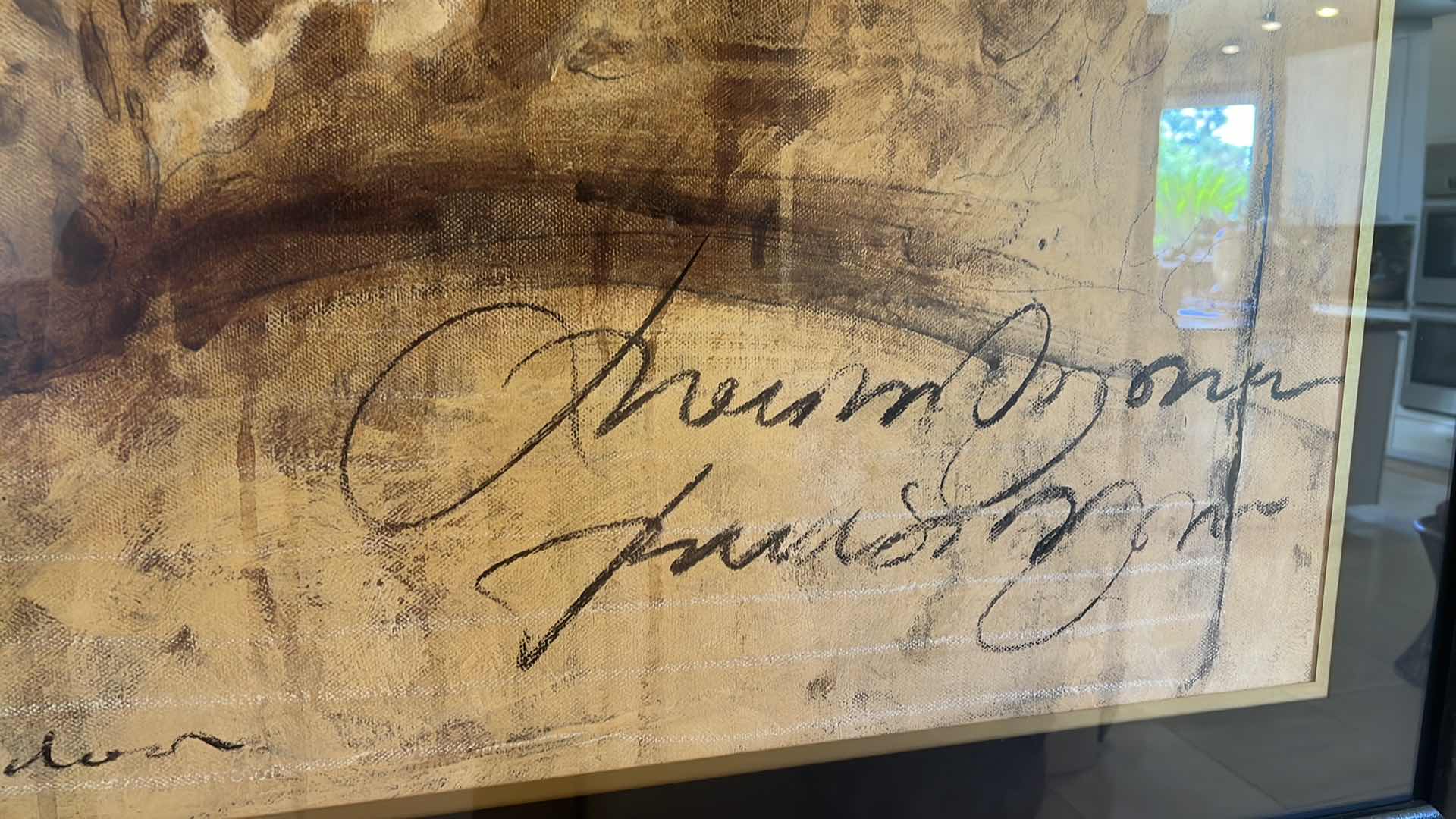 Photo 1 of DARK FRAMED "BIG CAT" ARTWORK 57" x 44"