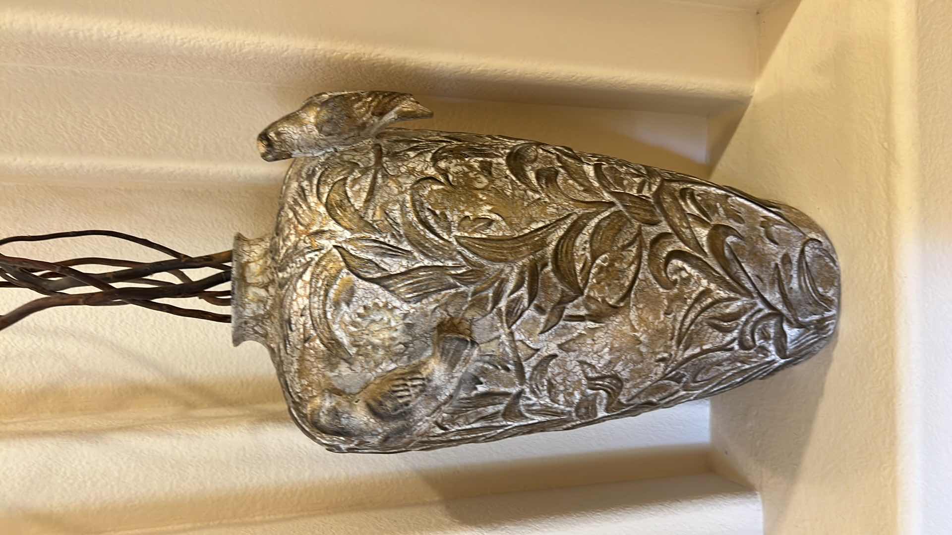 Photo 1 of CHINESE VASE W BIRDS & THISTLES & TWIGS (VASE H 24")