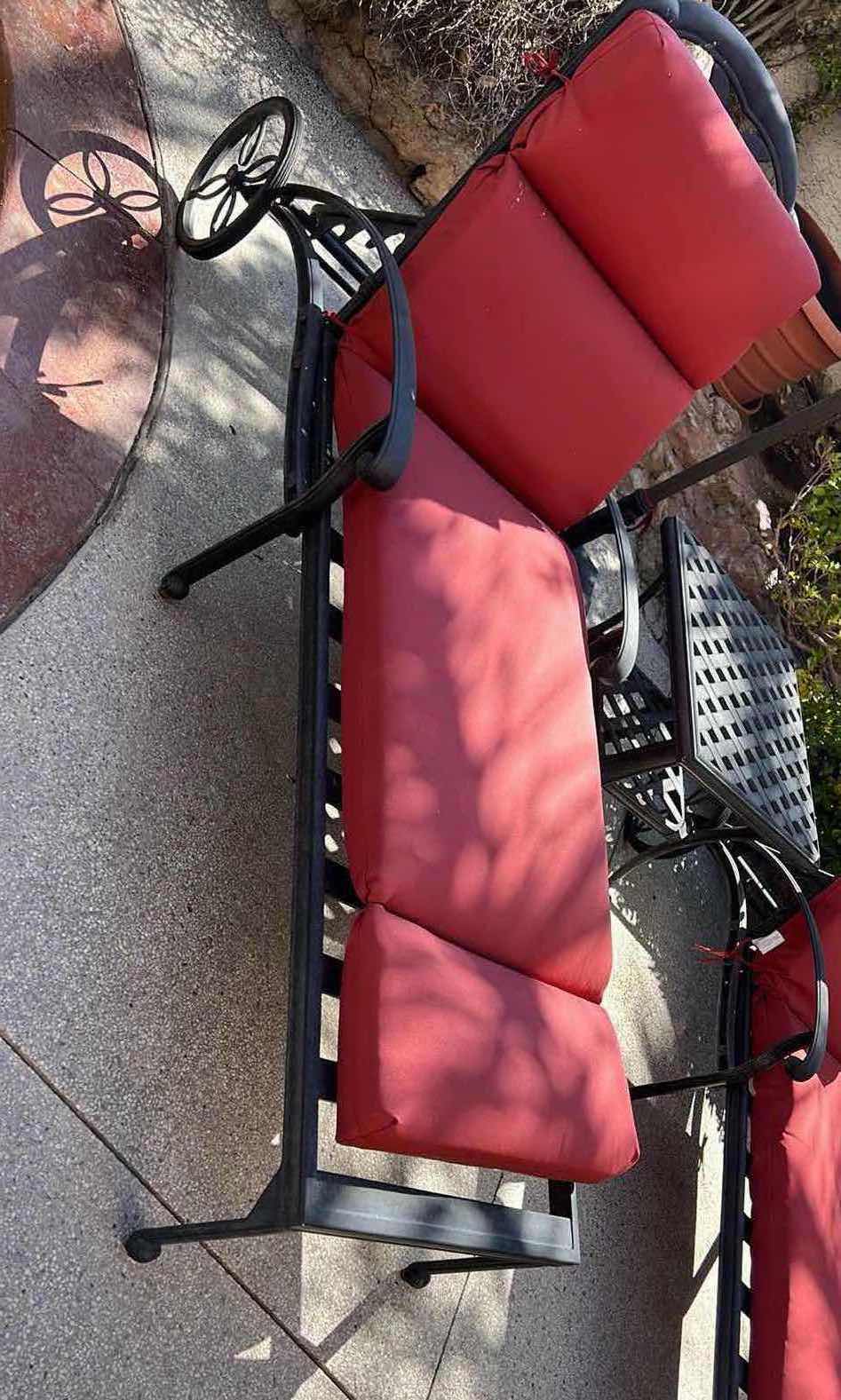 Photo 1 of BLACK METAL CHAISE LOUNGE W WHEELS & BURNT ORANGE CUSHION