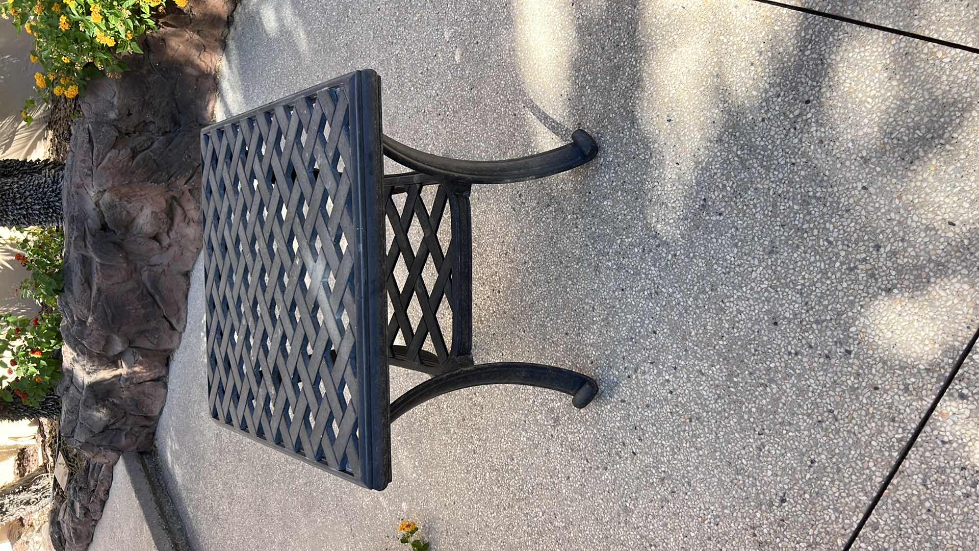 Photo 1 of BLACK METAL OUTDOOR SIDE TABLE 22" x 22" H22"