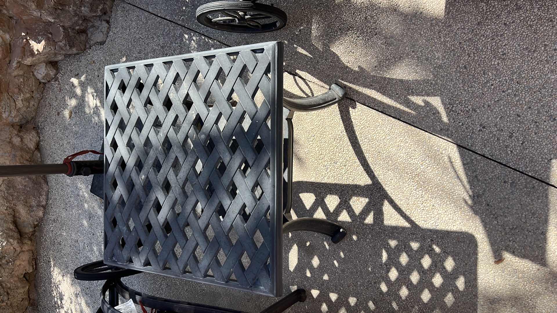 Photo 1 of BLACK METAL OUTDOOR SIDE TABLE 22" x 22" H22"