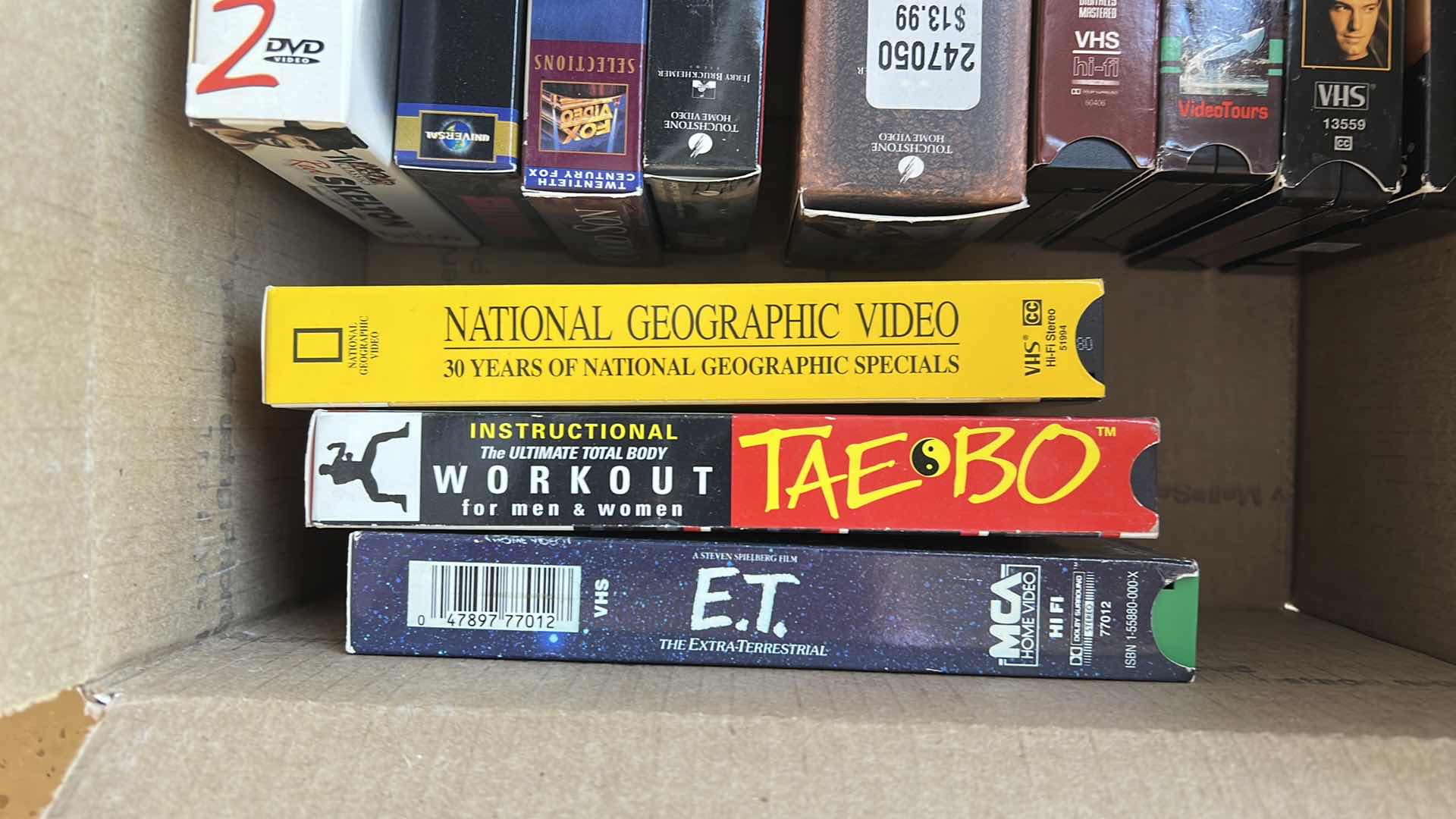 Photo 1 of CONTENTS OF BOX-12 VHS TAPES (VARIOUS TITLES)