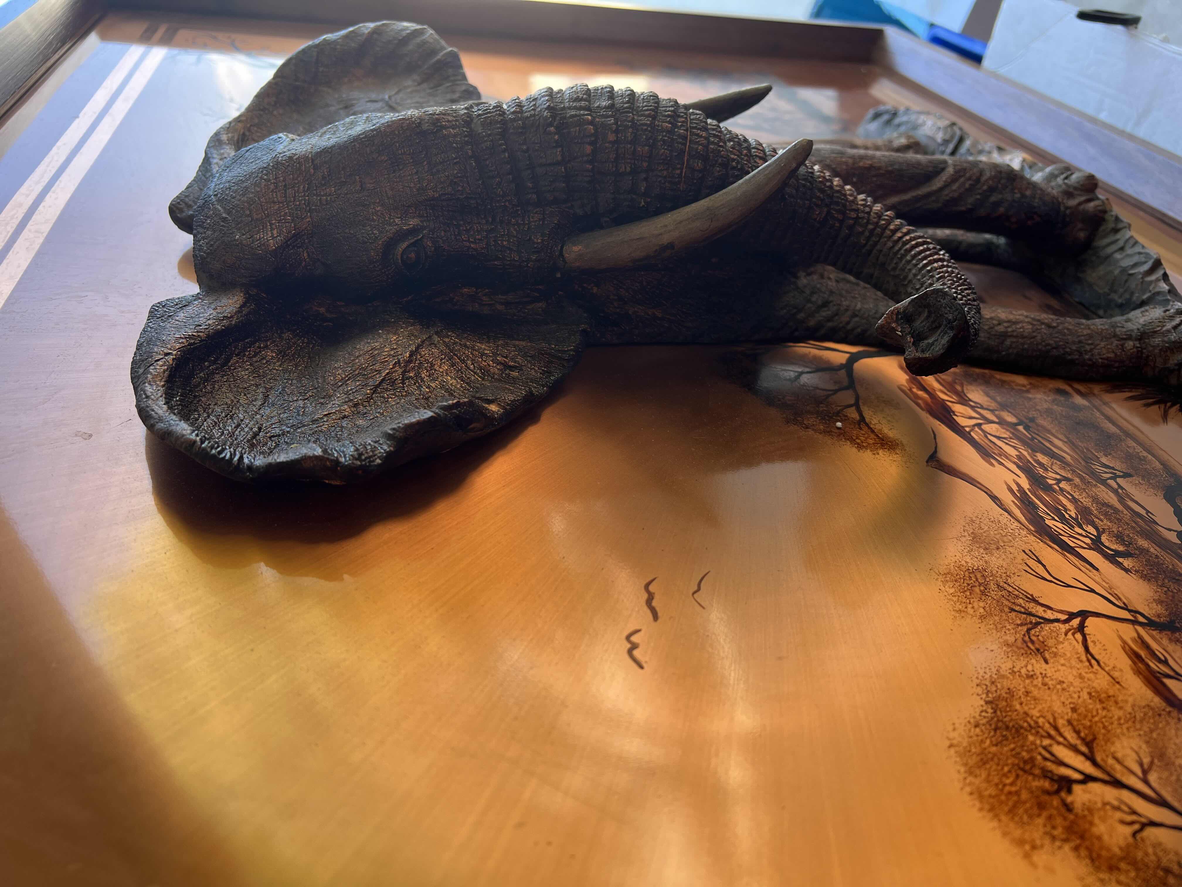 Photo 1 of BLACK FRAMED PURE COPPER BACKGROUND 3D ELEPHANT ARTWORK BY GASTONE 37” X 29”