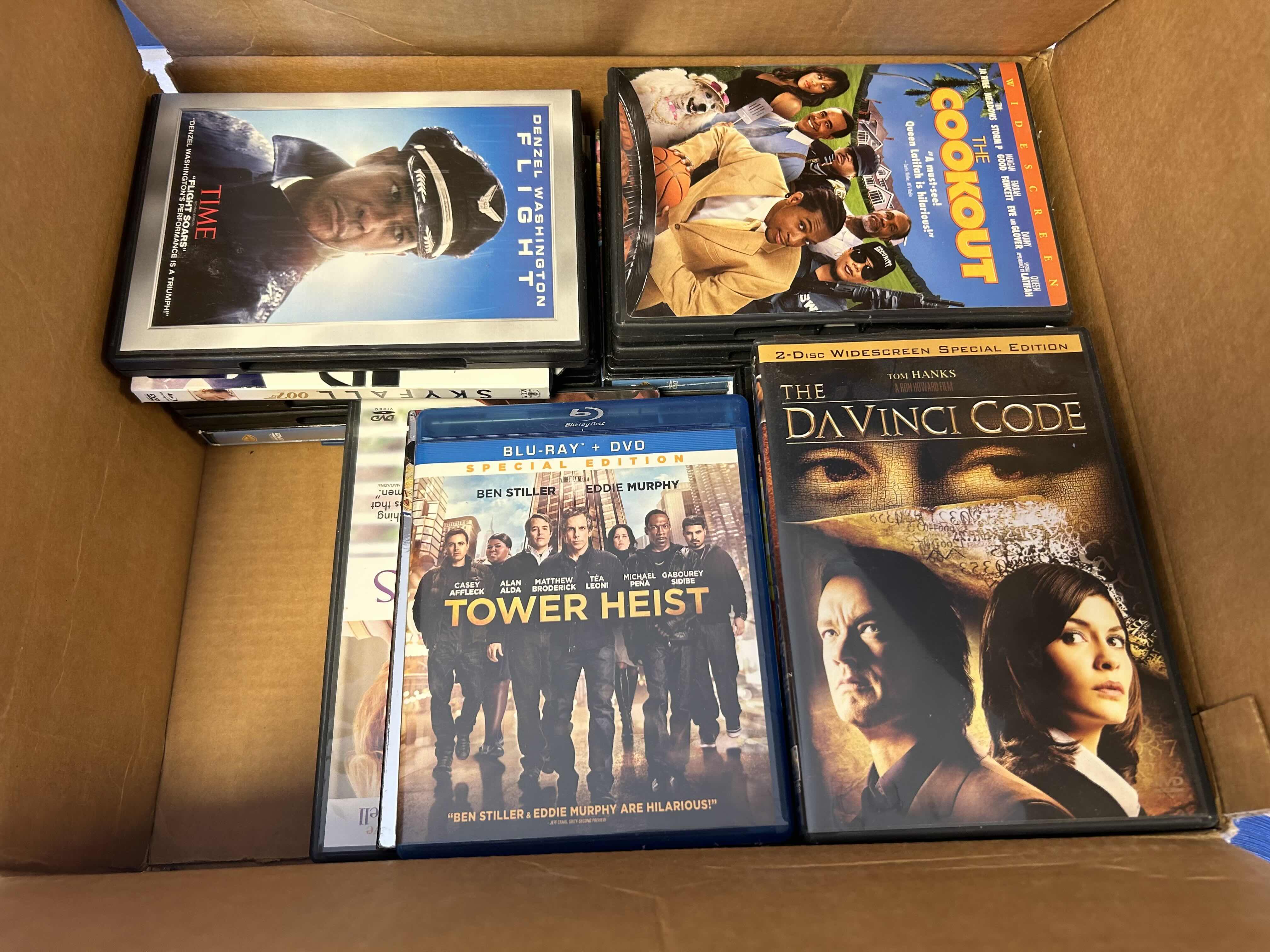 Photo 1 of CONTENTS OF BOX -VARIOUS TITLES OF BLUE RAY AND DVDs