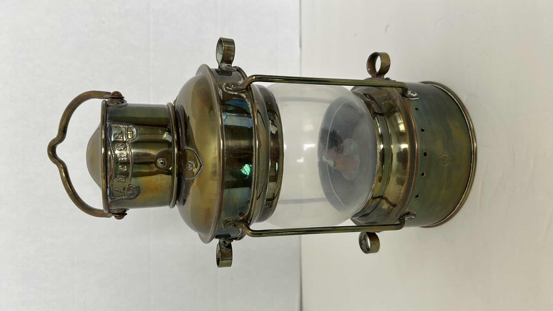 Photo 2 of ANTIQUE STYLE MARITIME SHIP BRASS "ANCHOR" OIL LANTERN H 14"