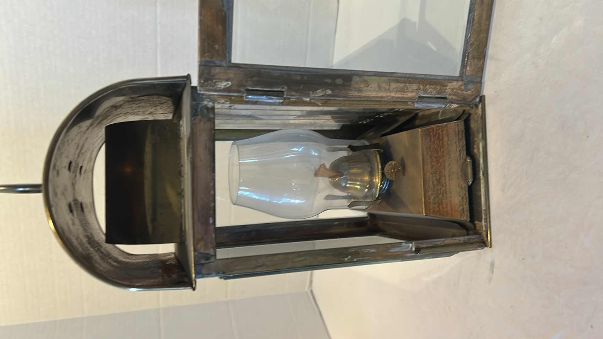 Photo 4 of ANTIQUE BRASS SHIP TRAIN OIL LAMP LANTERN H 12"