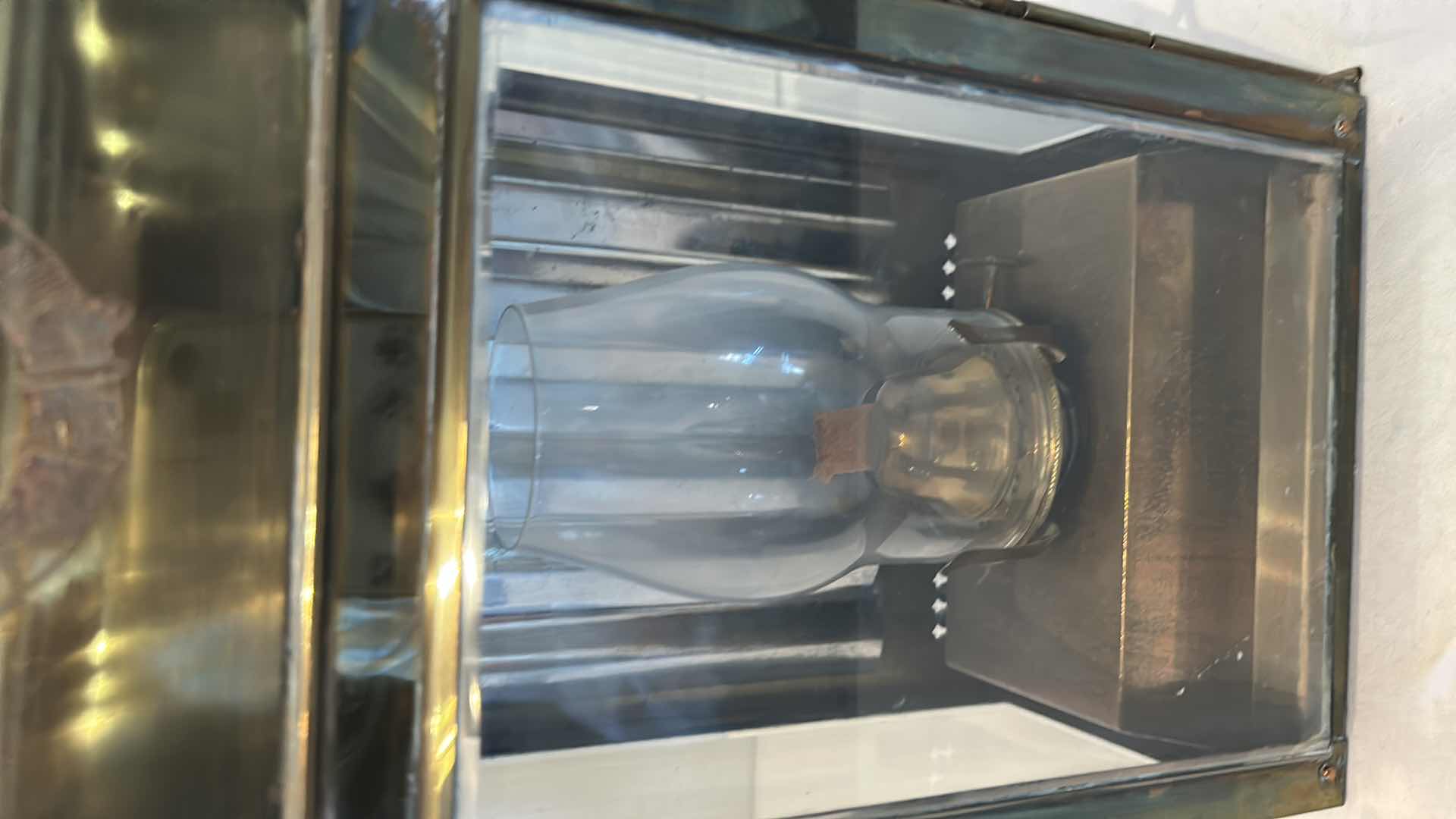 Photo 1 of ANTIQUE BRASS SHIP TRAIN OIL LAMP LANTERN H 12"