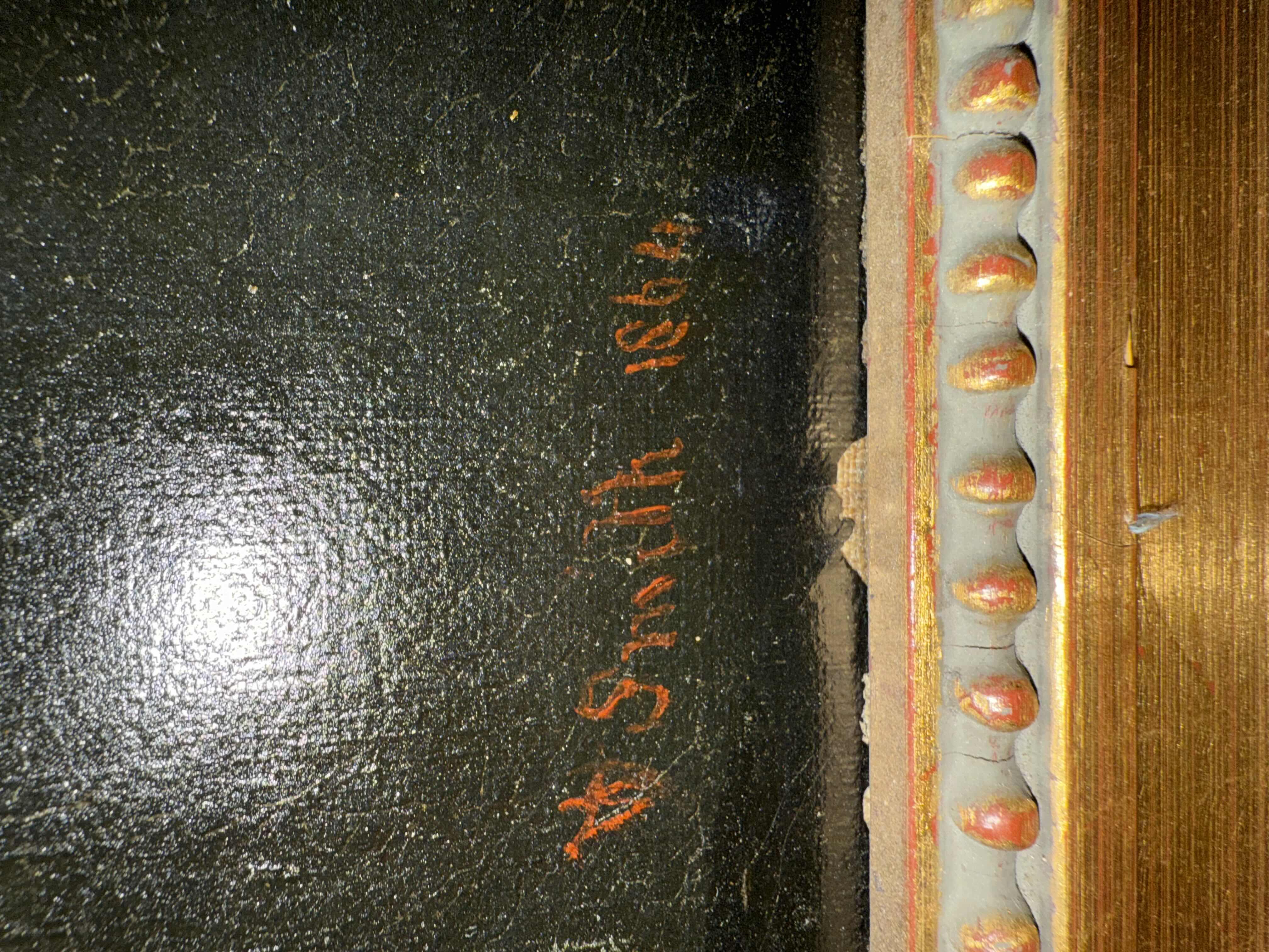 Photo 1 of ANTIQUE WOOD FRAMED PORTRAIT OF GENTLEMAN, SIGNED CANVAS PAINTING ARTWORK 33” x 41” 