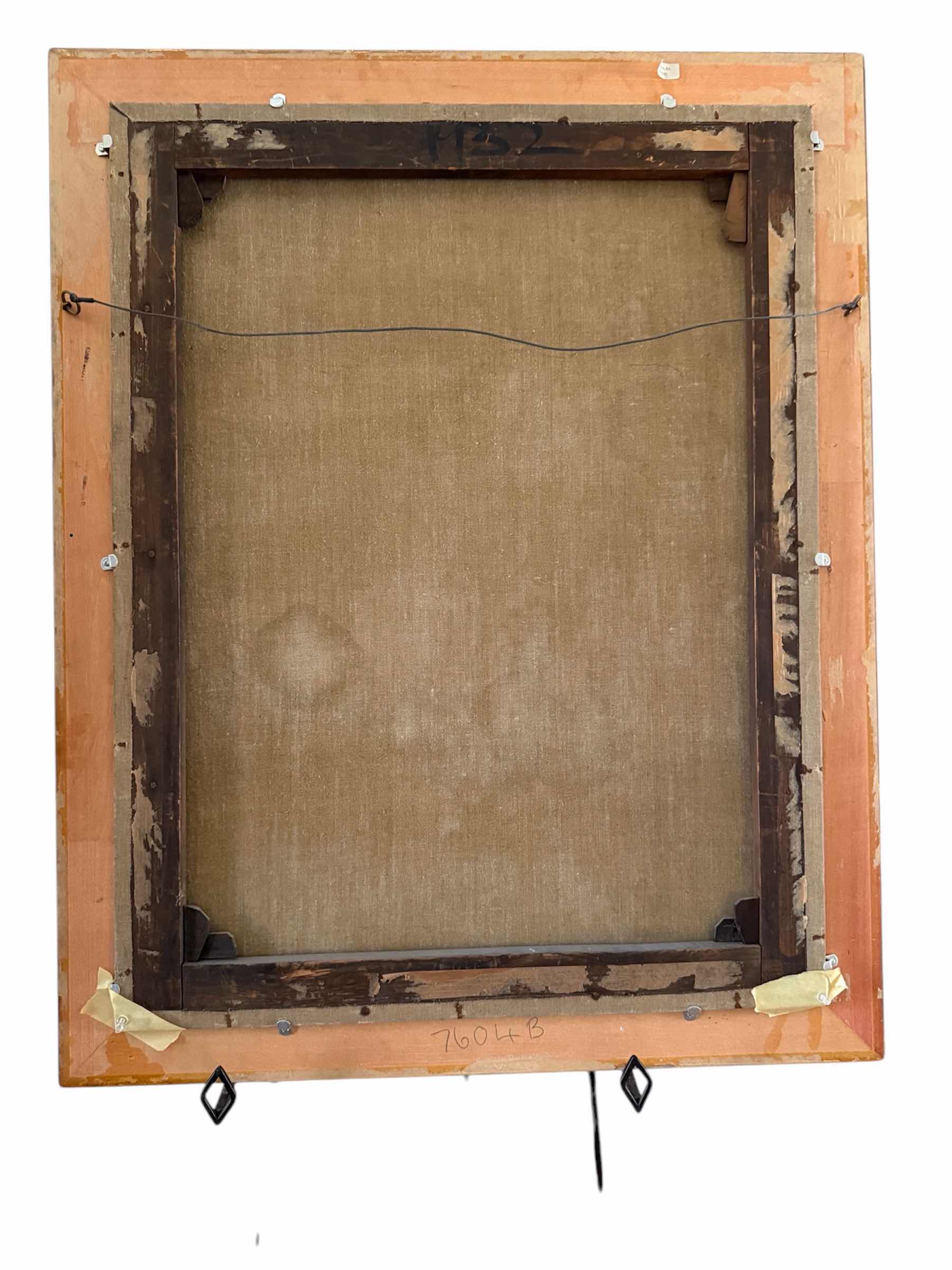 Photo 3 of ANTIQUE WOOD FRAMED PORTRAIT OF GENTLEMAN, SIGNED CANVAS PAINTING ARTWORK 33” x 41” 