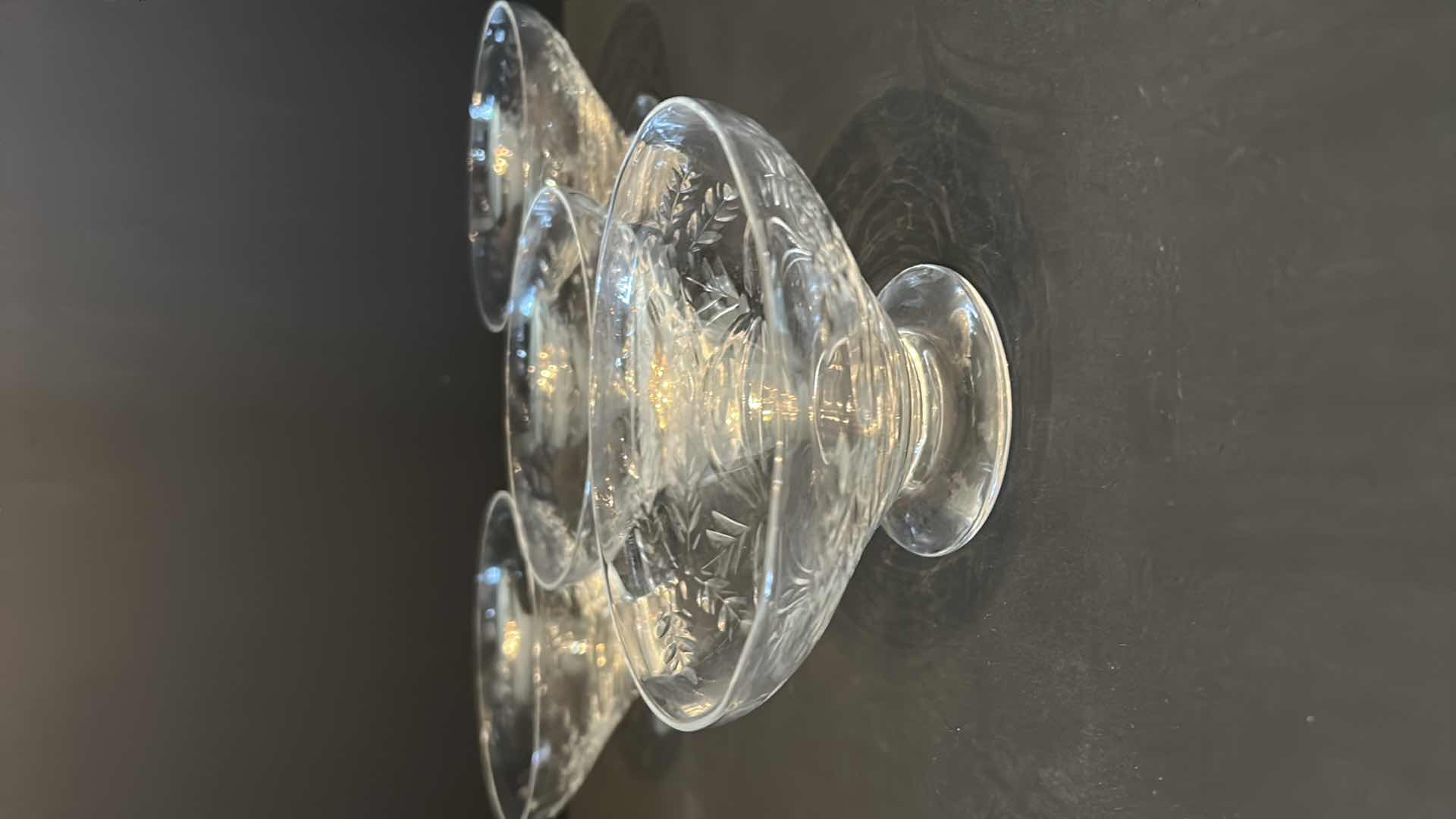 Photo 1 of 8-VINTAGE CRYSTAL ETCHED DESSERT BOWLS