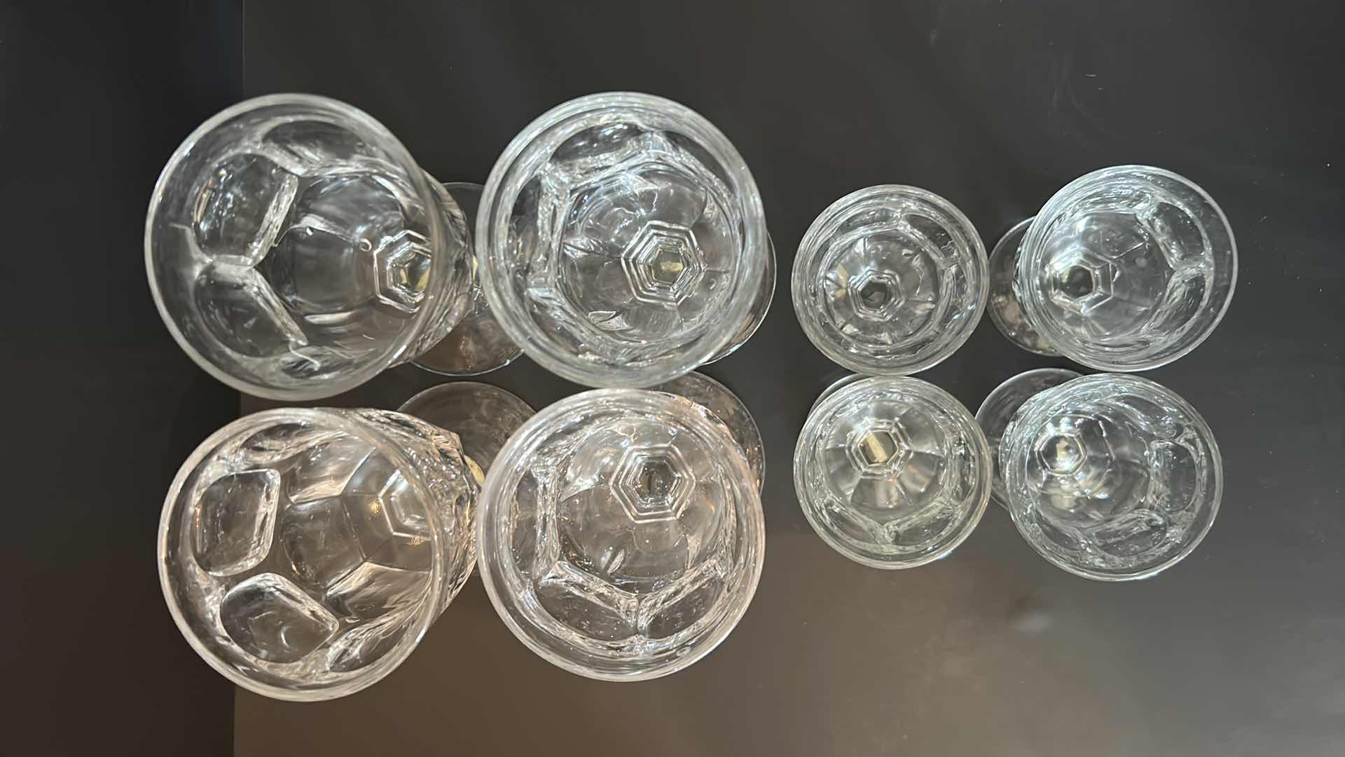 Photo 2 of 5- LENOX ANTIQUE CLEAR CRYSTAL PANELLED WATER GOBLET 4- LENOX CORDIALS