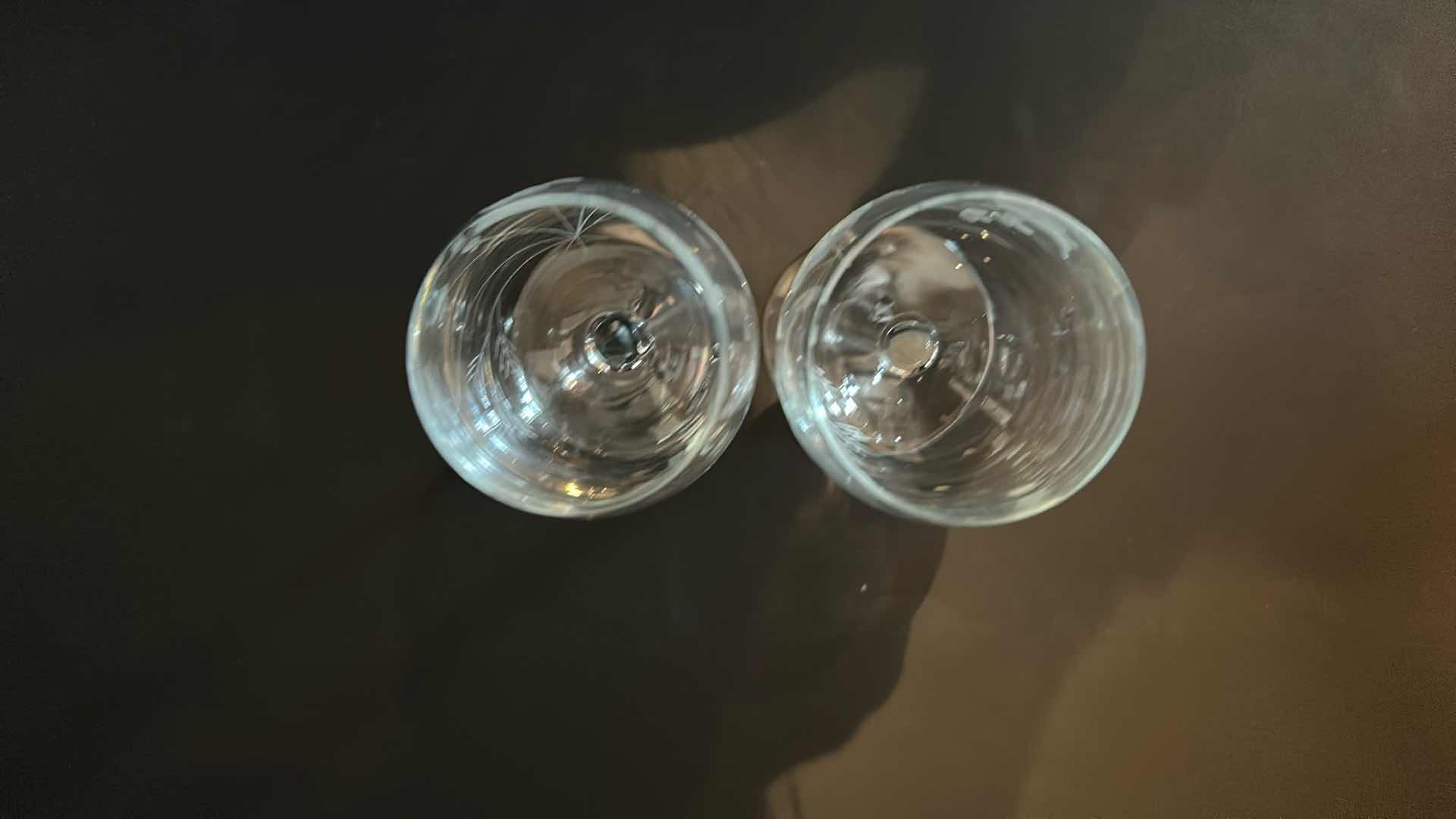 Photo 1 of 5-VINTAGE CRYSTAL ETCHED FLORAL WINE GLASSES AND DECANTER