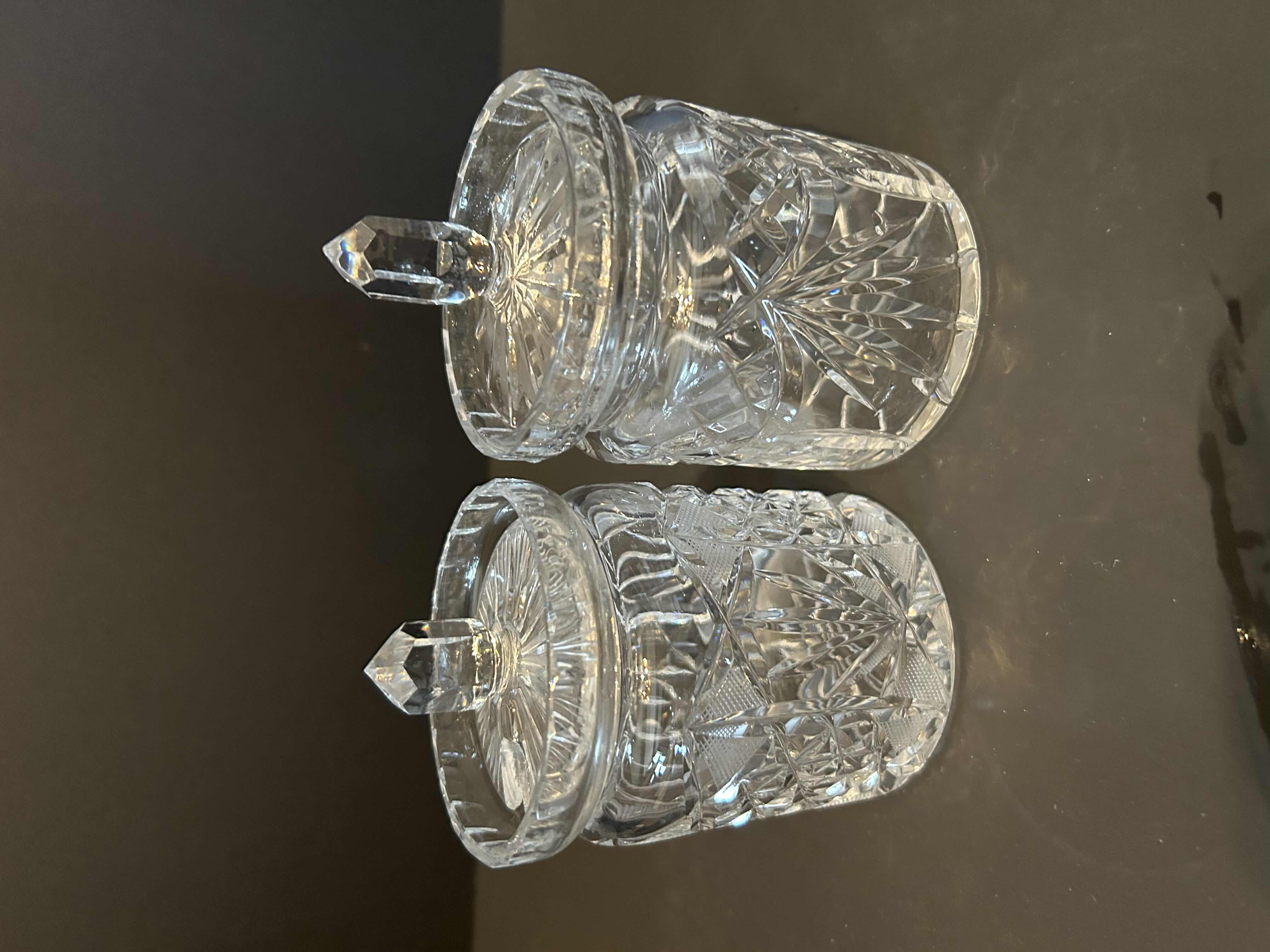 Photo 1 of 2- VINTAGE CUT CRYSTAL JAM JAR